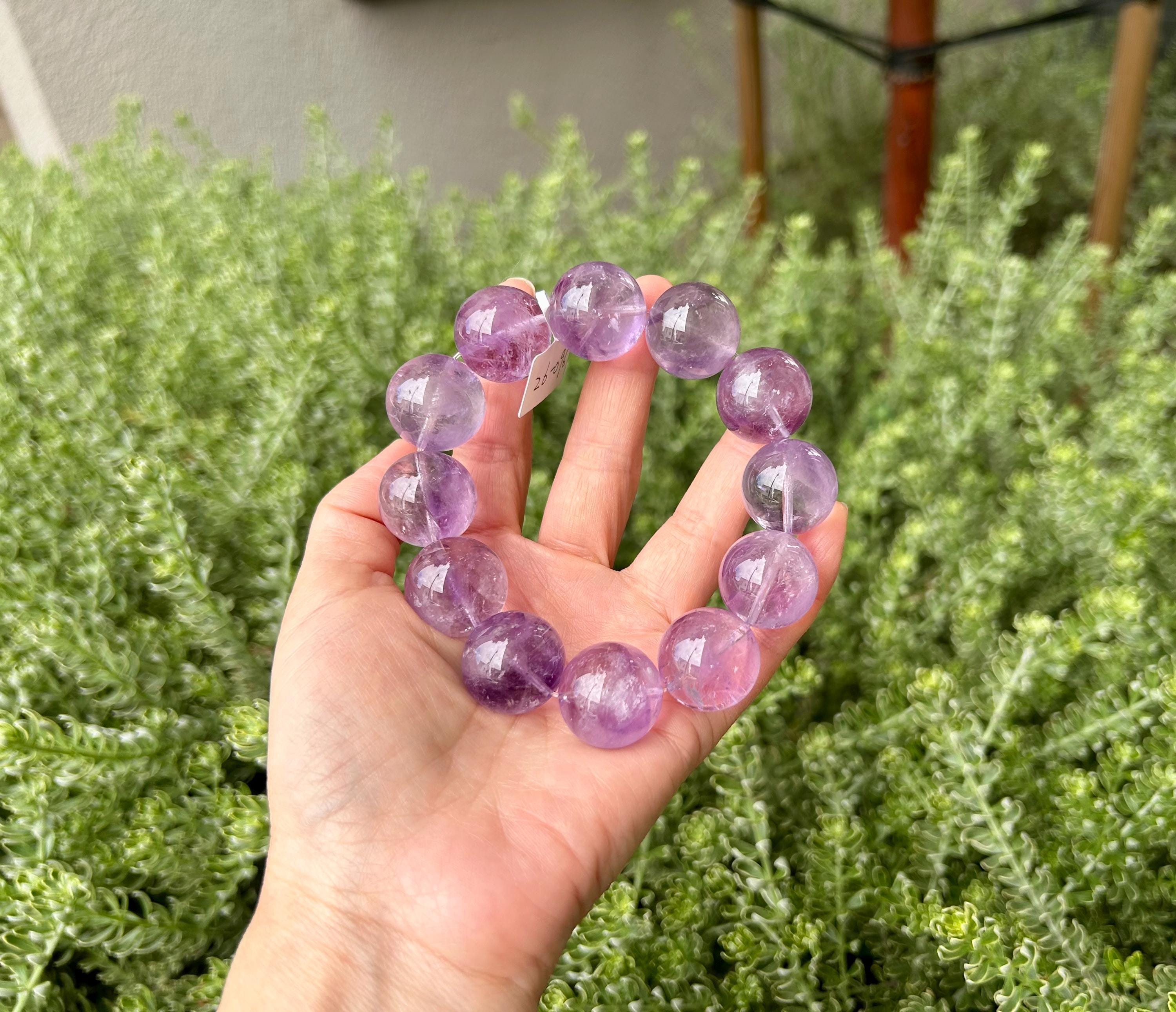 Light purple Natural Chunky Amethyst Beaded Bracelet, 20mm chunky lavender amethyst beads, Healing Stone, Fits up to 18cm wrist)  (26-096)