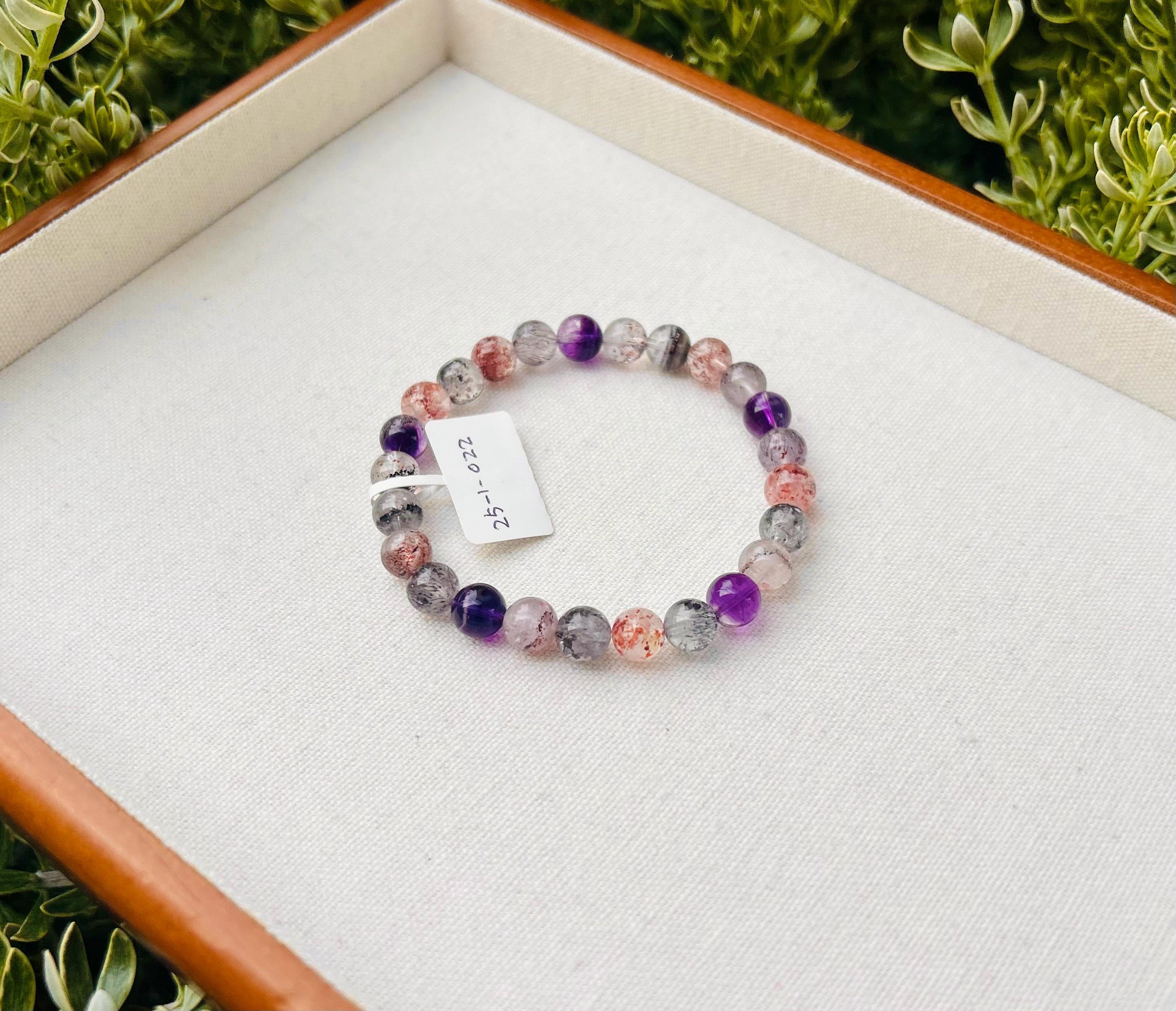 Super Seven Beads Bracelet: Rare Pattern Crystal Healing Jewelry (GH-023)