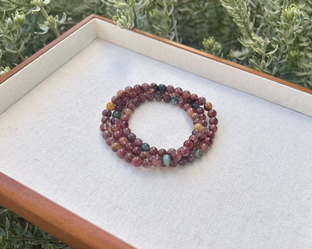High Quality Rainbow Rutilated Quartz Bracelet, 3-lap multi color rutilated quartz beads bracelet, Rainbow Hair Quartz bracelet (25-049)