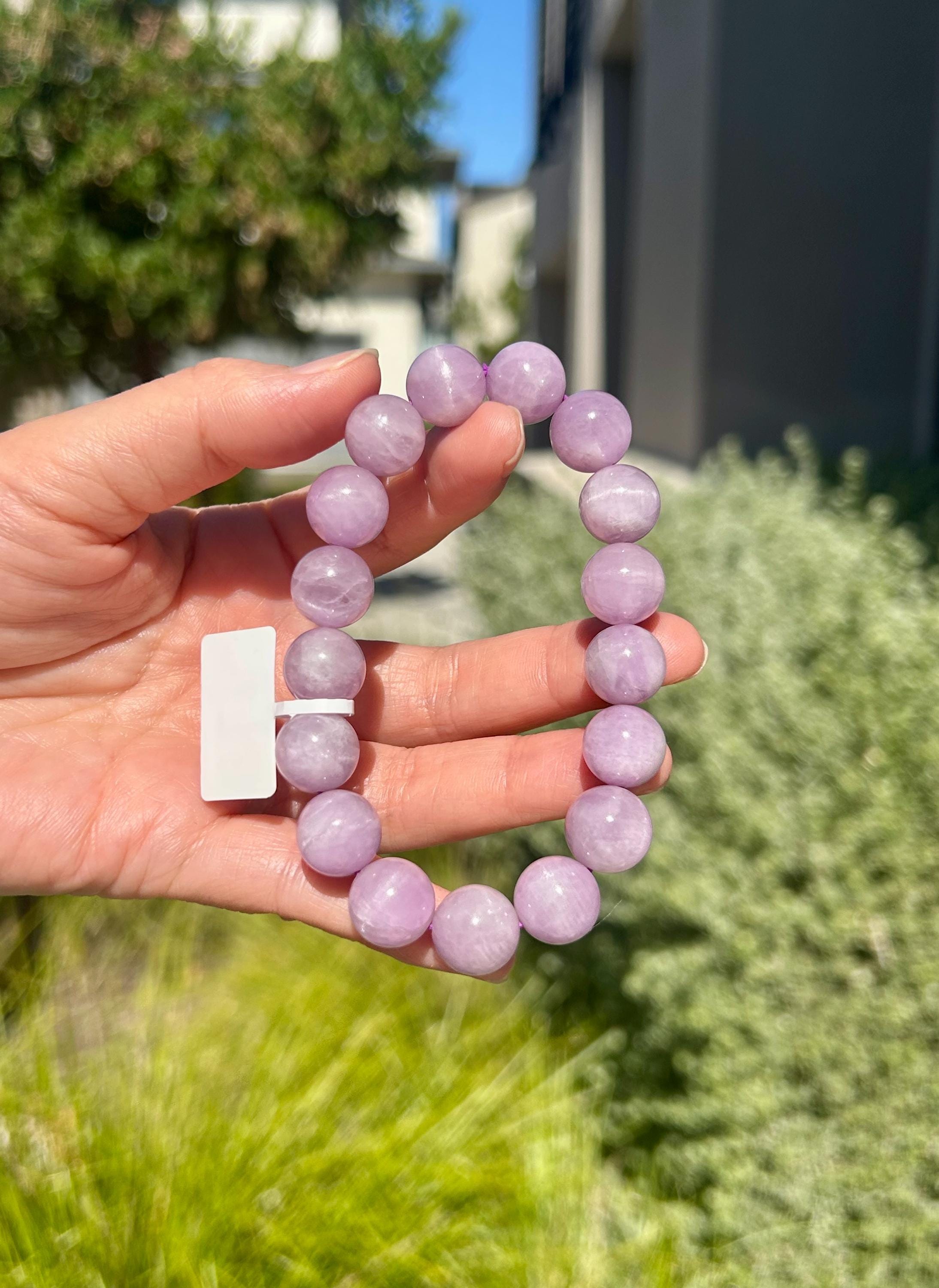 Purple Kunzite Round Beaded Bracelet, 12mm beads, fits up to 17cm wrist (26-152)