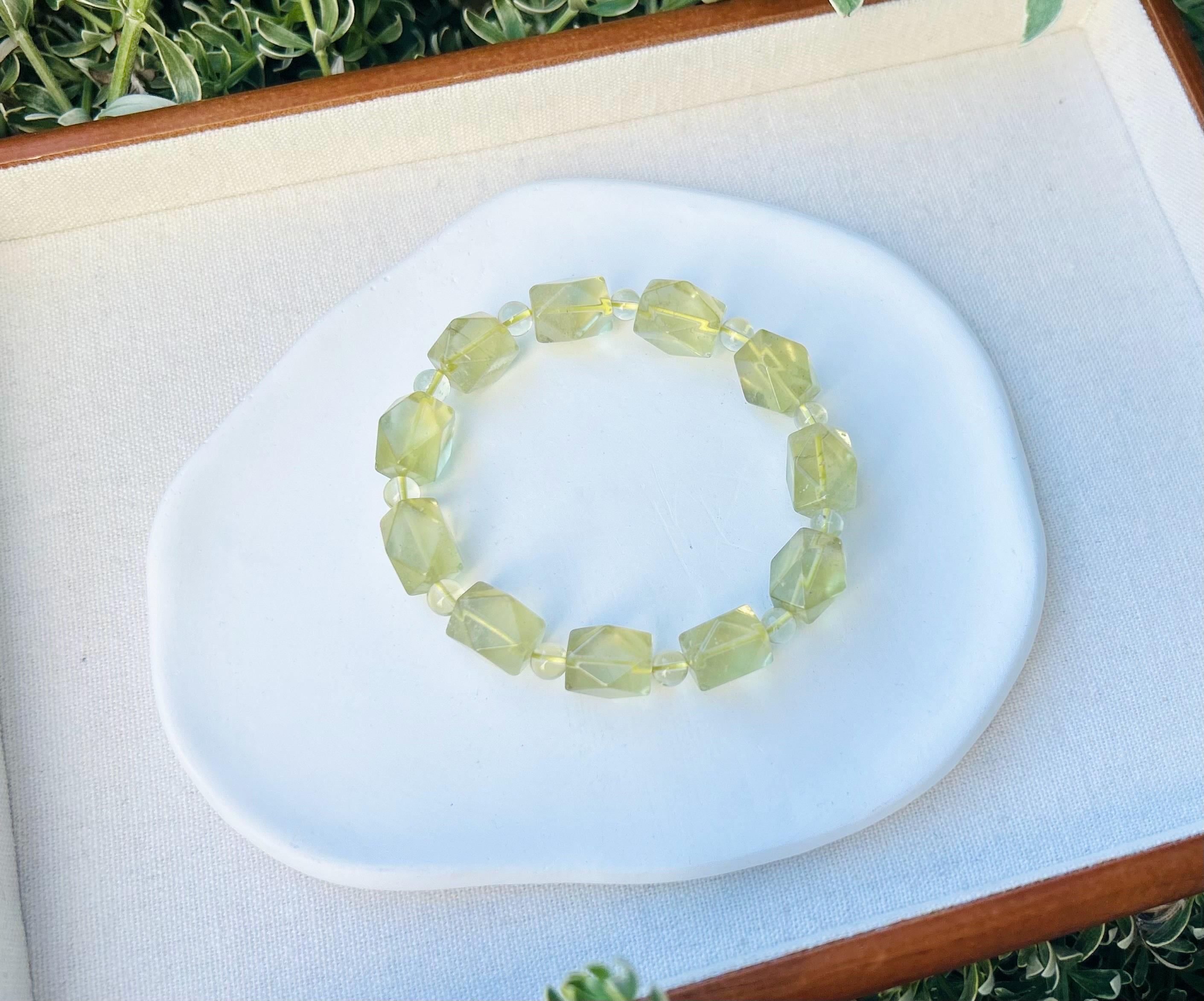 Healing Crystal, Libyan Desert Glass Bead Bracelet, Gold Tektite, Wealth & Prosperity, first to 18cm wrist (GH-017)
