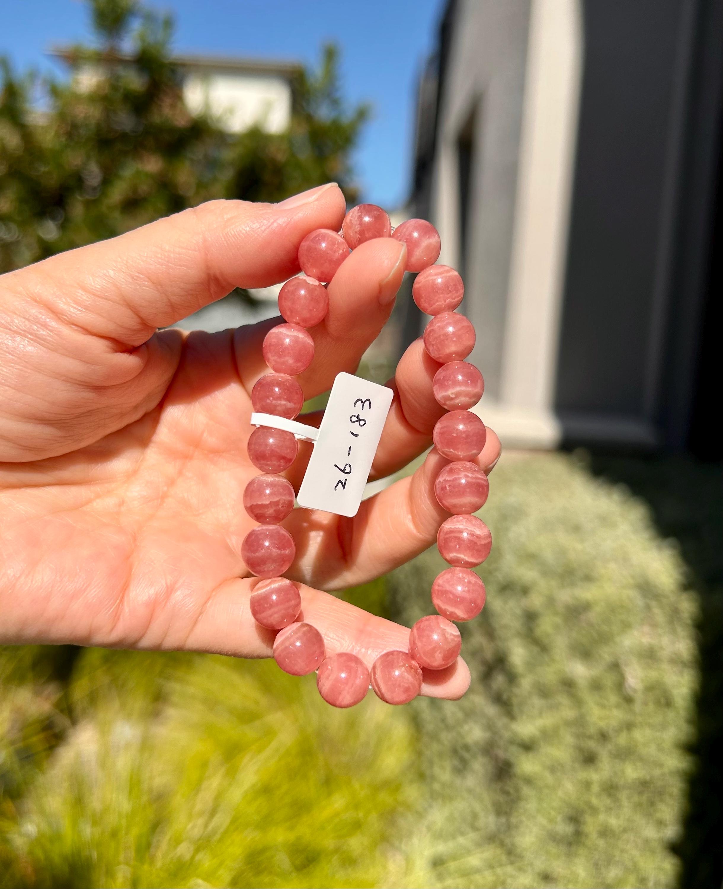 High Quality Natural Rhodochrosite beads bracelet, Natural Stone Beads Stretchy Bracelet, - 9mm beads, fits up to 16cm wrist (26-183)