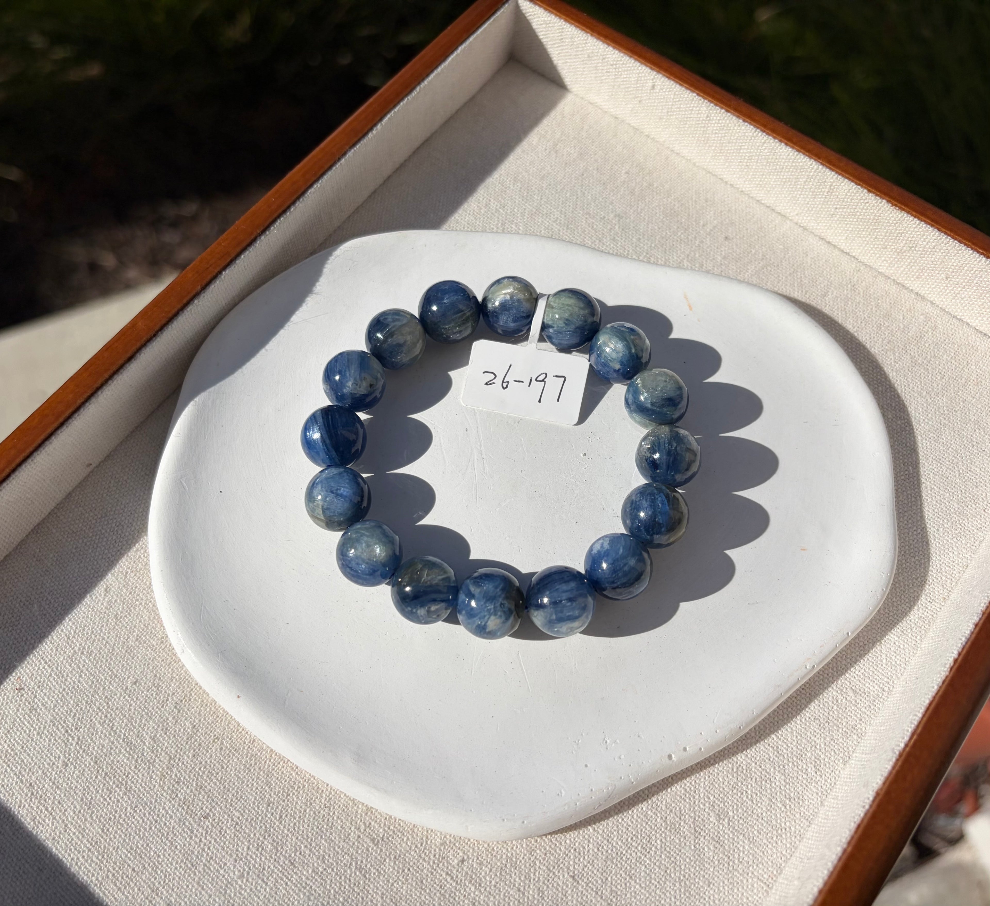 Chunky Blue Kyanite Bracelet: Genuine Green Kyanite Healing Stone, 13mm beads, fits up to 16.7cm  (26-197)