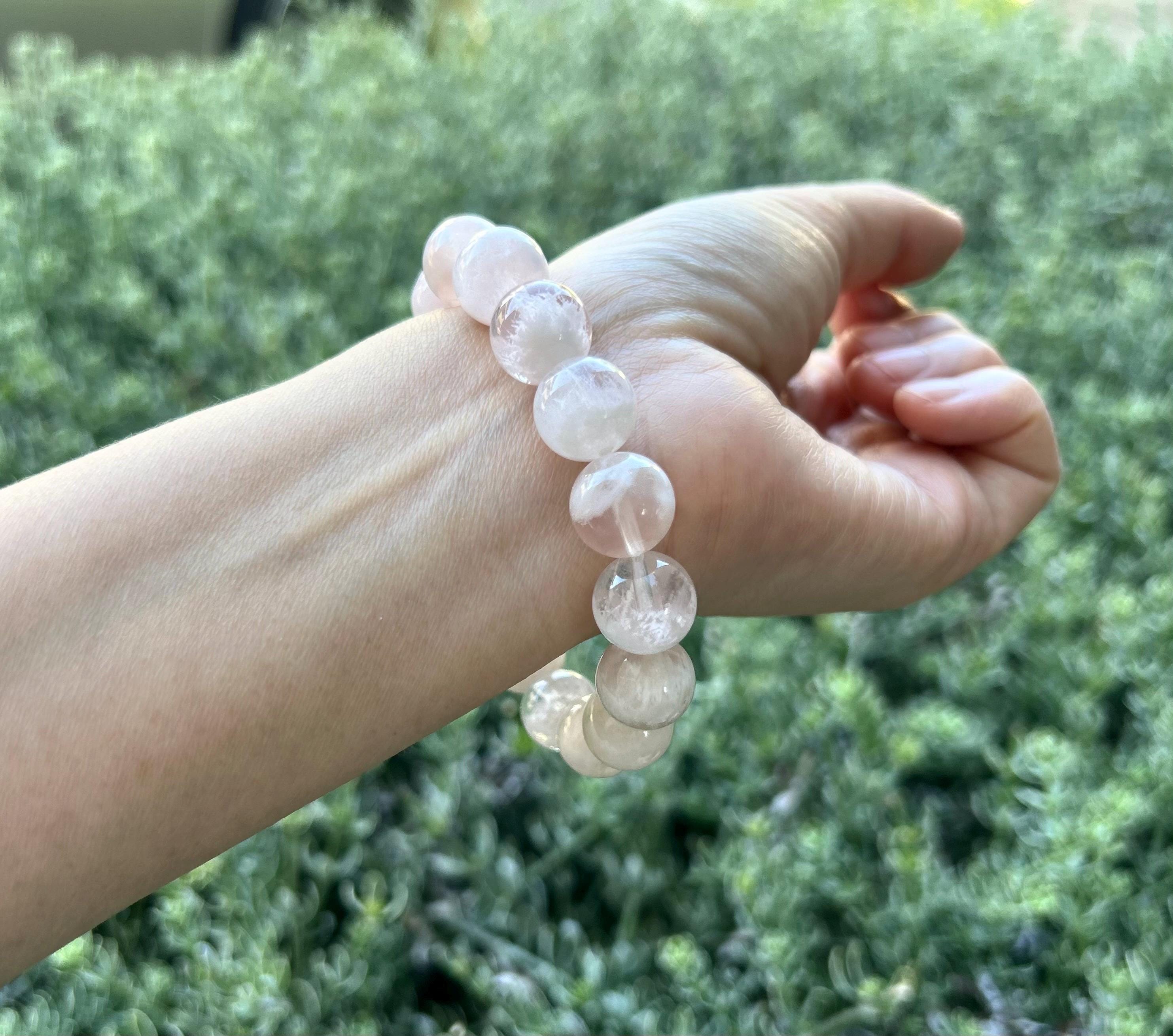 High Quality Snowflake Phantom Crystal Bracelet: Chunky Natural Gemstone Beads, 12.5mm+ beads, fits up to 16.5cm wrist (25-105)