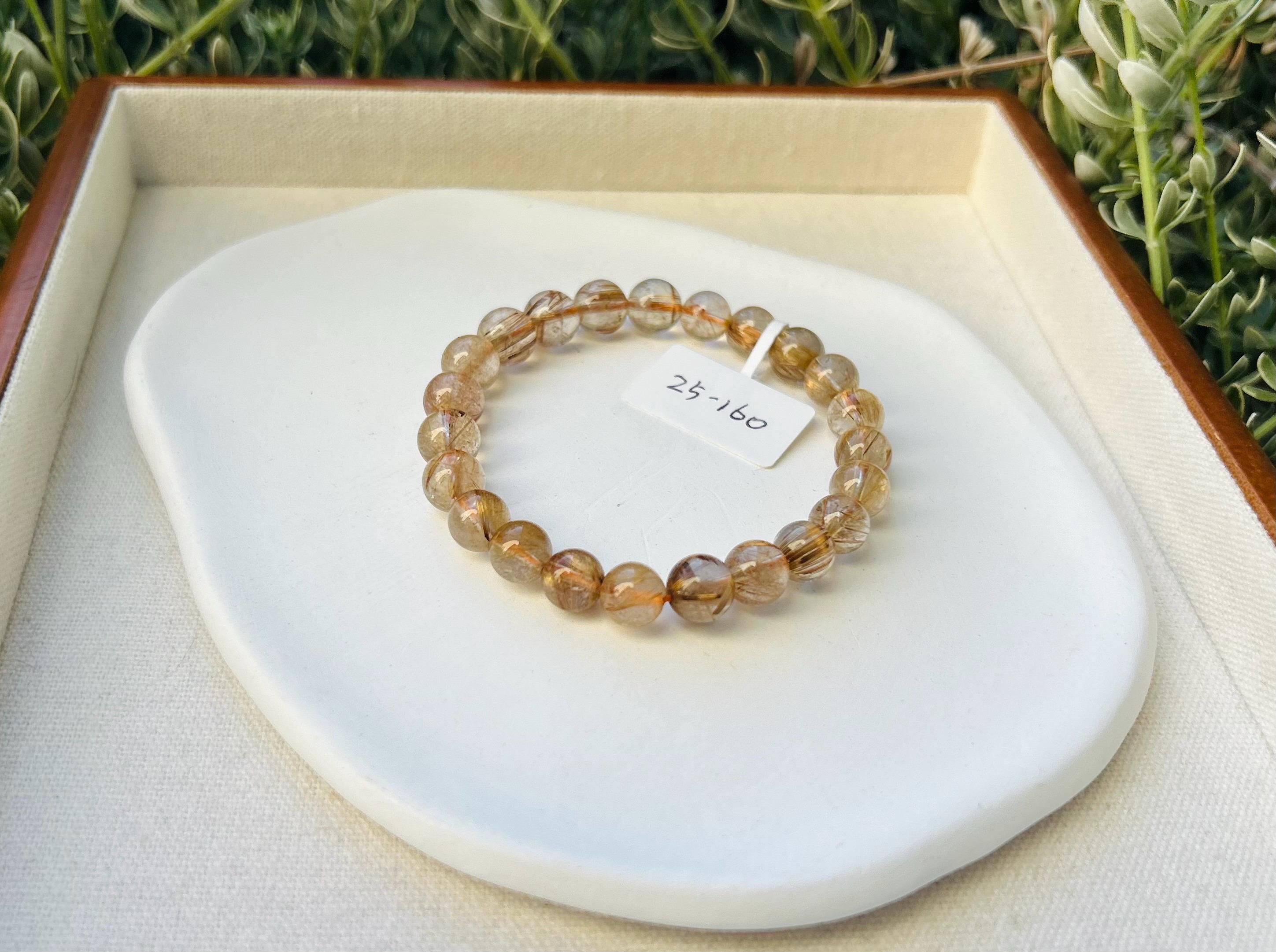 Good Quality Gold Rutile Bracelet, Natural Rutilated Quartz Bracelet, beads are 8mm+, Fits up to 16cm wrist (25-160)