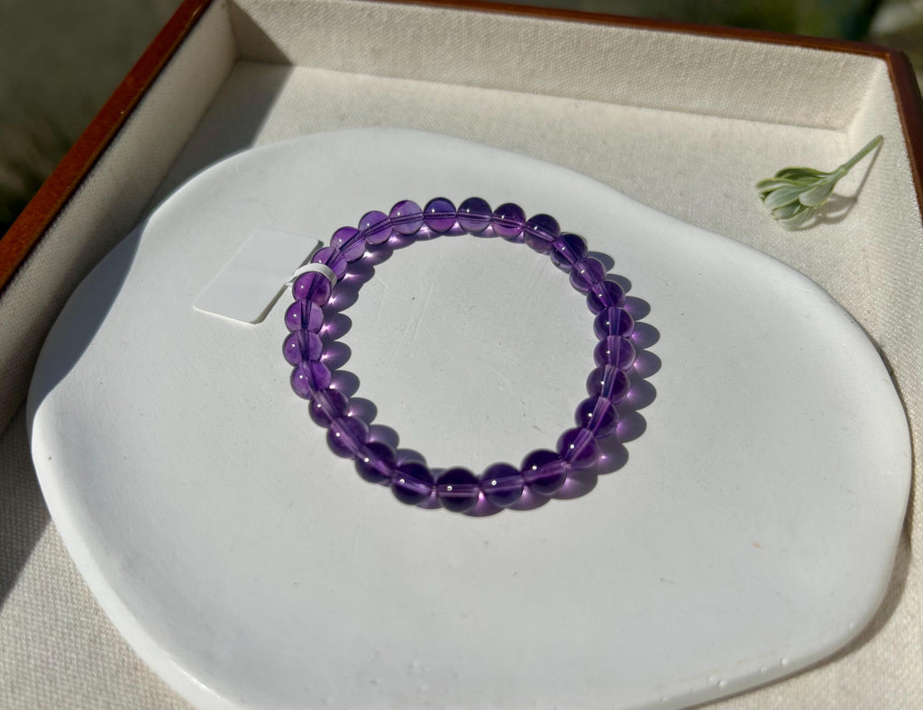 Premium select super clean Amethyst Nugget cut Bead Bracelet: Crystal Gemstone Jewelry, fits up to 16.5cm wrist (26-138)