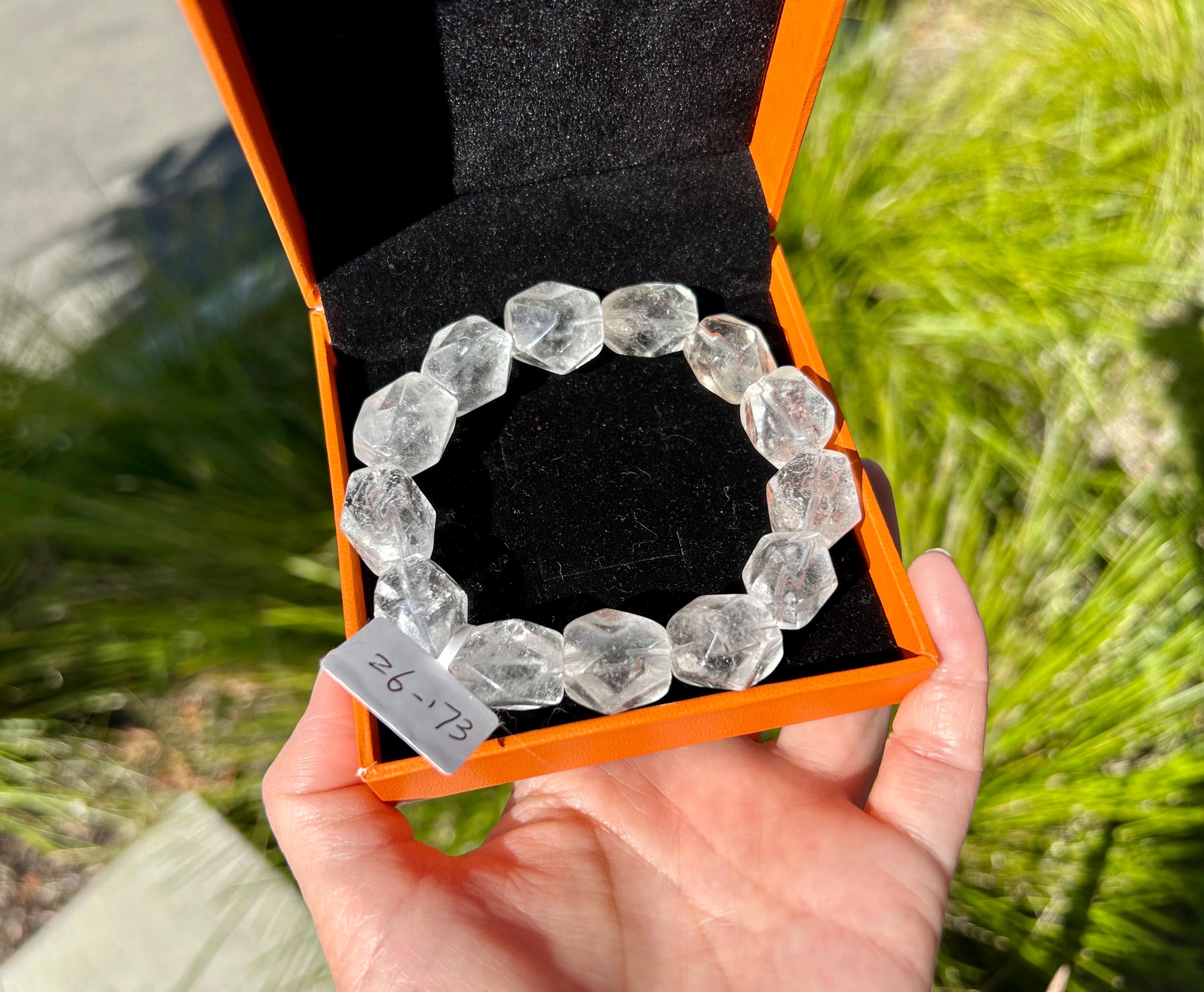 Clear Quartz Crystal Nugget Bracelet, fits up to 17.5cm wrist (26-173)