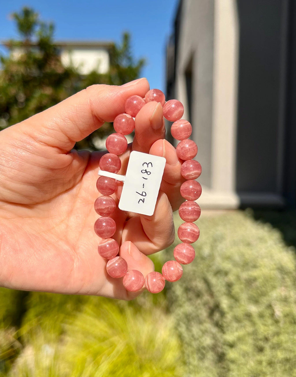 High Quality Natural Rhodochrosite beads bracelet, Natural Stone Beads Stretchy Bracelet, - 9mm beads, fits up to 16cm wrist (26-183)