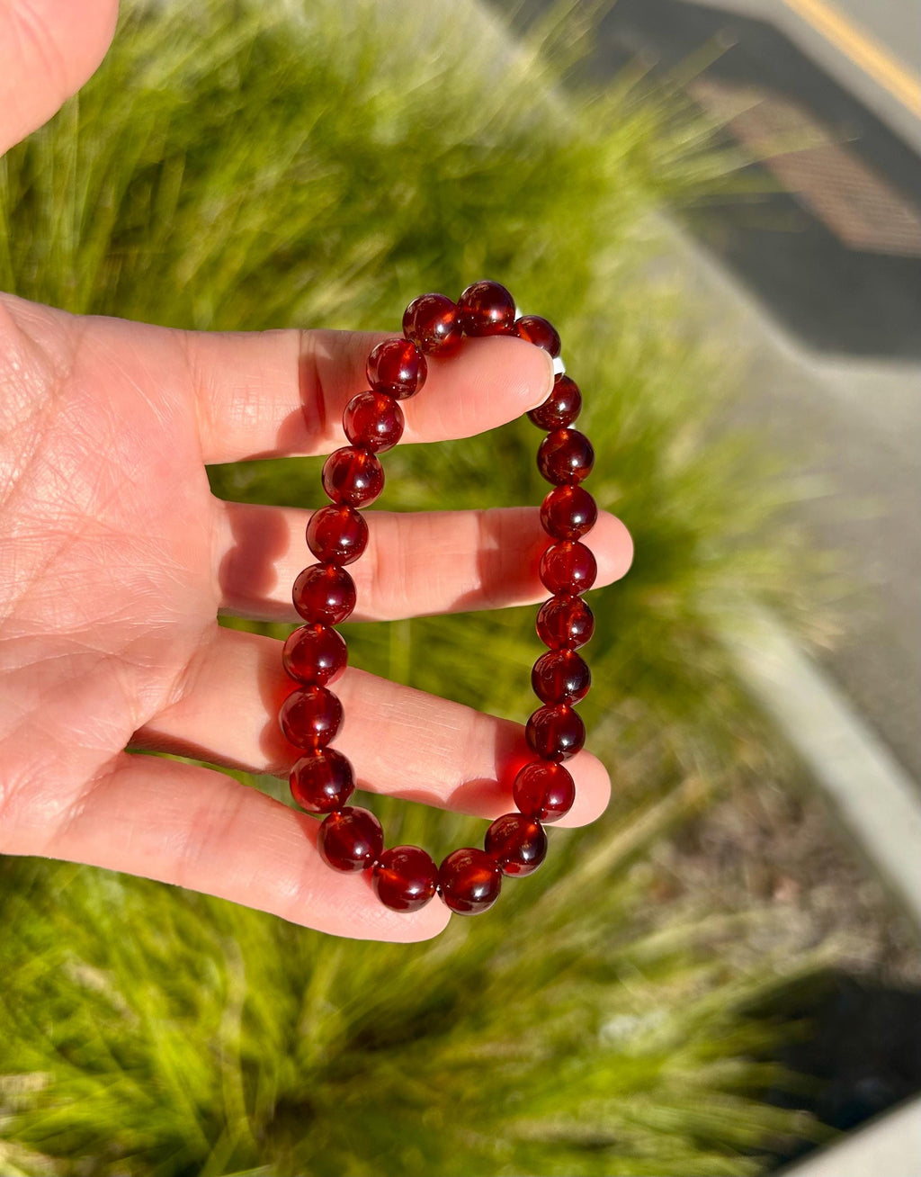 High Clarity Natural Garnet Beads Bracelet, 8.5mm beads stone beads bracelet, fits up to 16.5cm wrist (26-114）