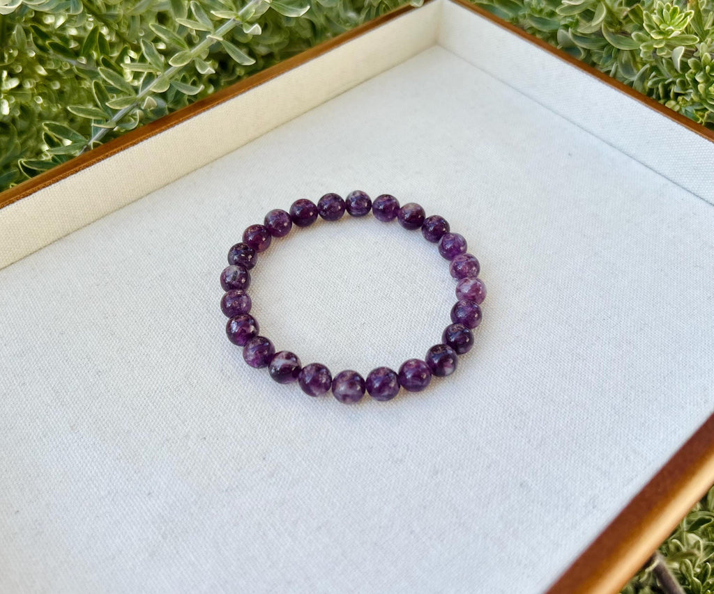 Purple Lepidolite Bracelet: Mica Rutilated Quartz, Fits 17cm Wrist, (25-083)