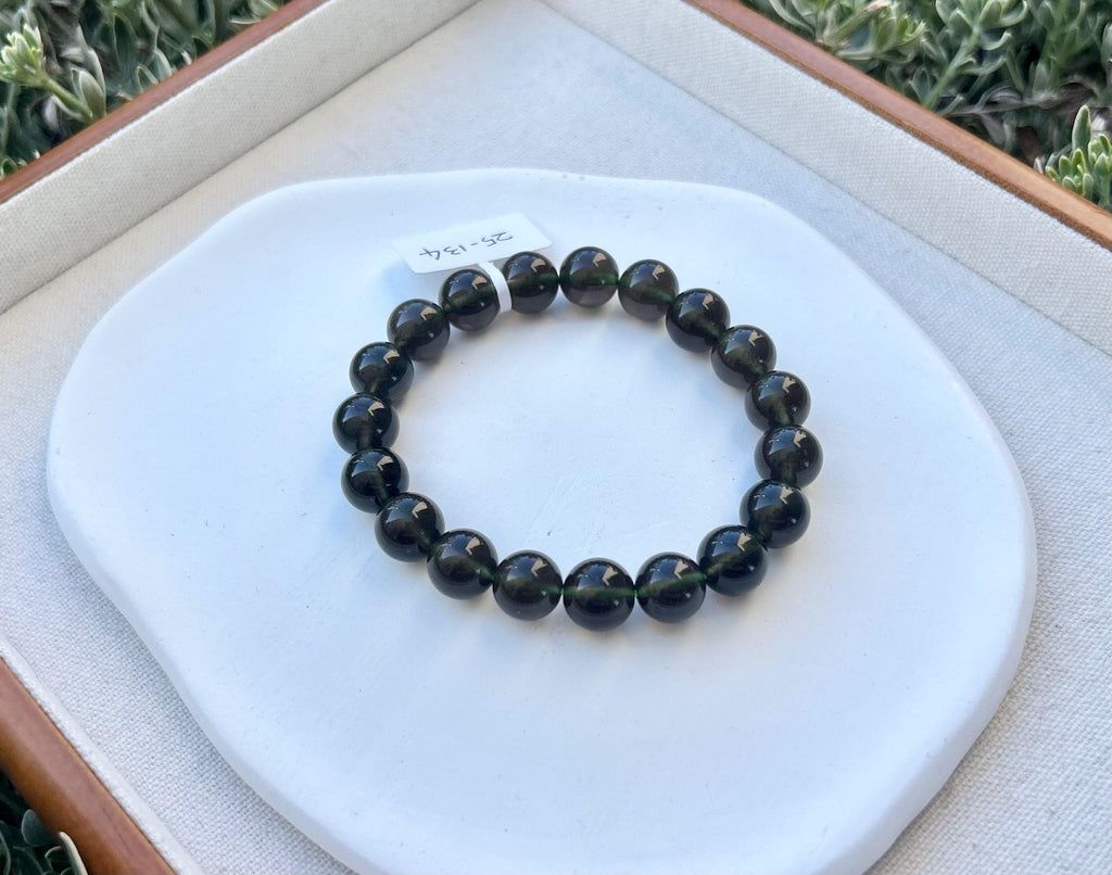 Natural Cintamani Saffordite Tektite Beads Stretchy Bracelet, Wishing Stone, 10mm Beads, Fits up to 16cm (25-134)