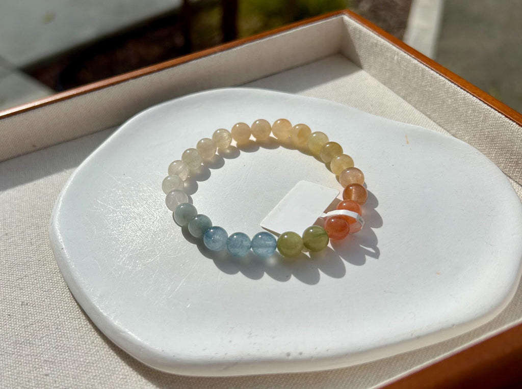 High quality ice cream color Rabbit Hair Quartz beads bracelet 7.8mm beads, fits up to 15cm wrist (26-193)