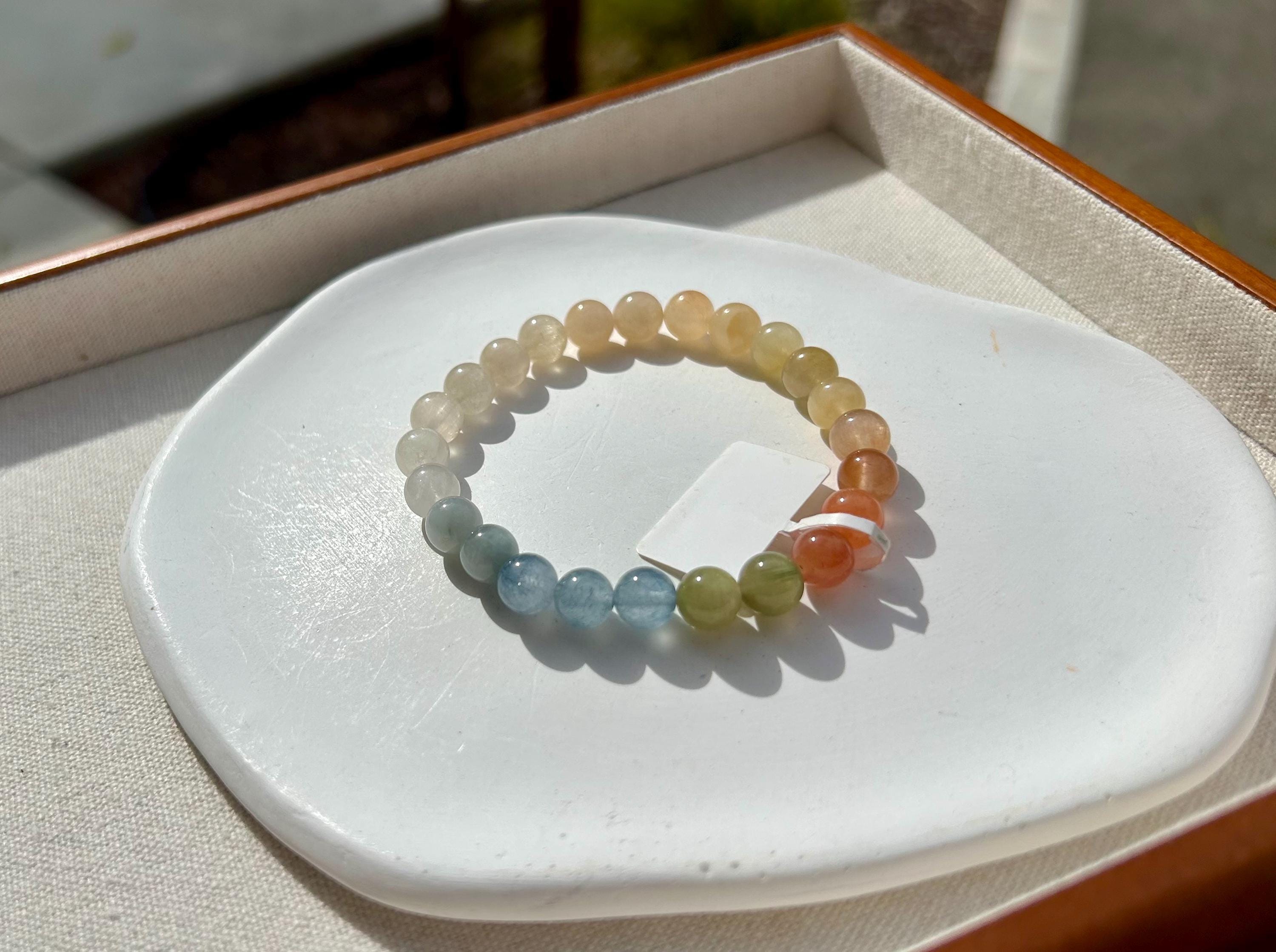 High quality ice cream color Rabbit Hair Quartz beads bracelet 7.8mm beads, fits up to 15cm wrist (26-193)