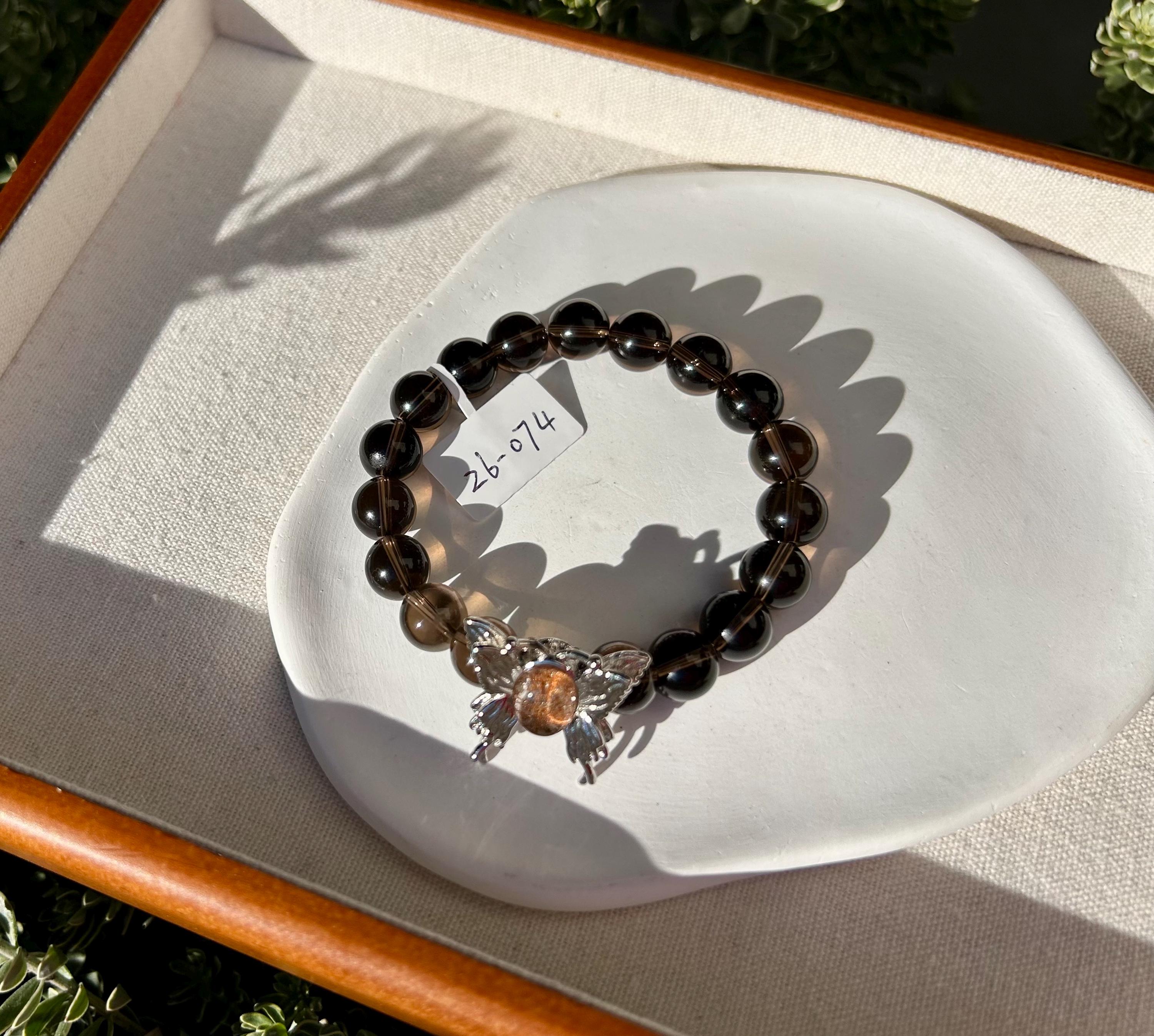 High Quality Natural Smoky Quartz Crystal Bracelet, good healing and protective stone bracelet, Fits up to 16.5cm wrist (26-074)
