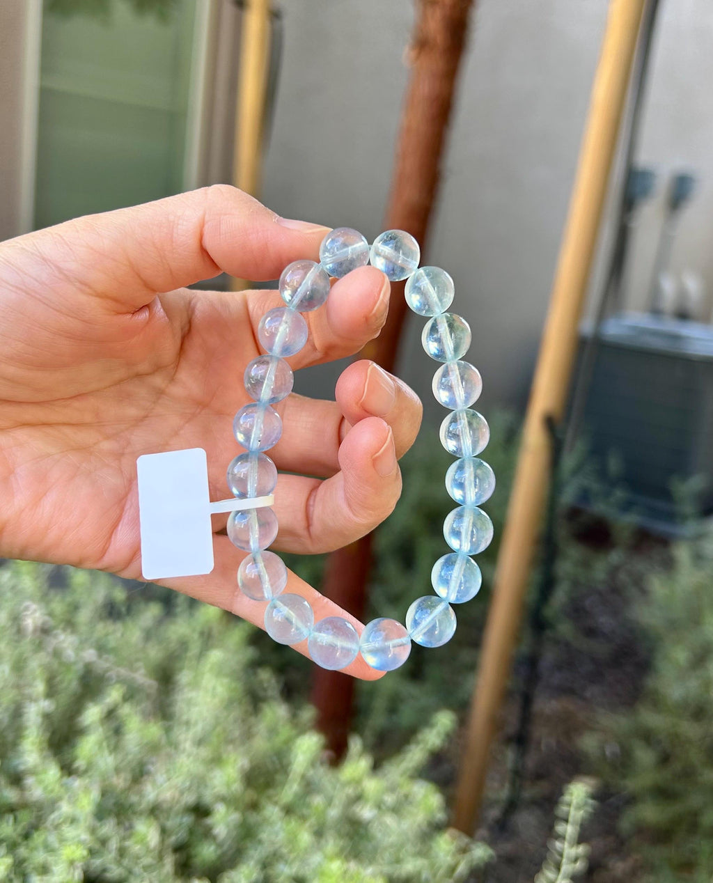 High Clarity Natural Chunky Aquamarine Quartz beads bracelet, 10mm beads, fits up 17cm wrist (26-192)