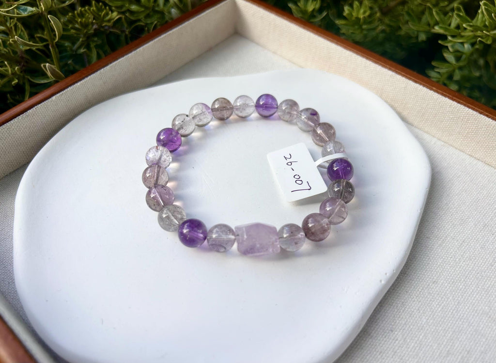 High Clarity Super Seven Beads Bracelet, Clear Super seven with full of string inside, fits up to 17cm wrist - 26-007