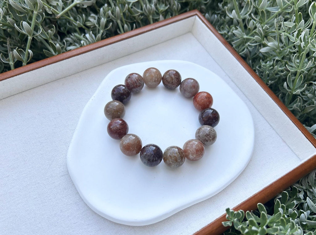 Chunky Phantom Quartz Crystal Beaded Bracelet - 16mm (25-062)