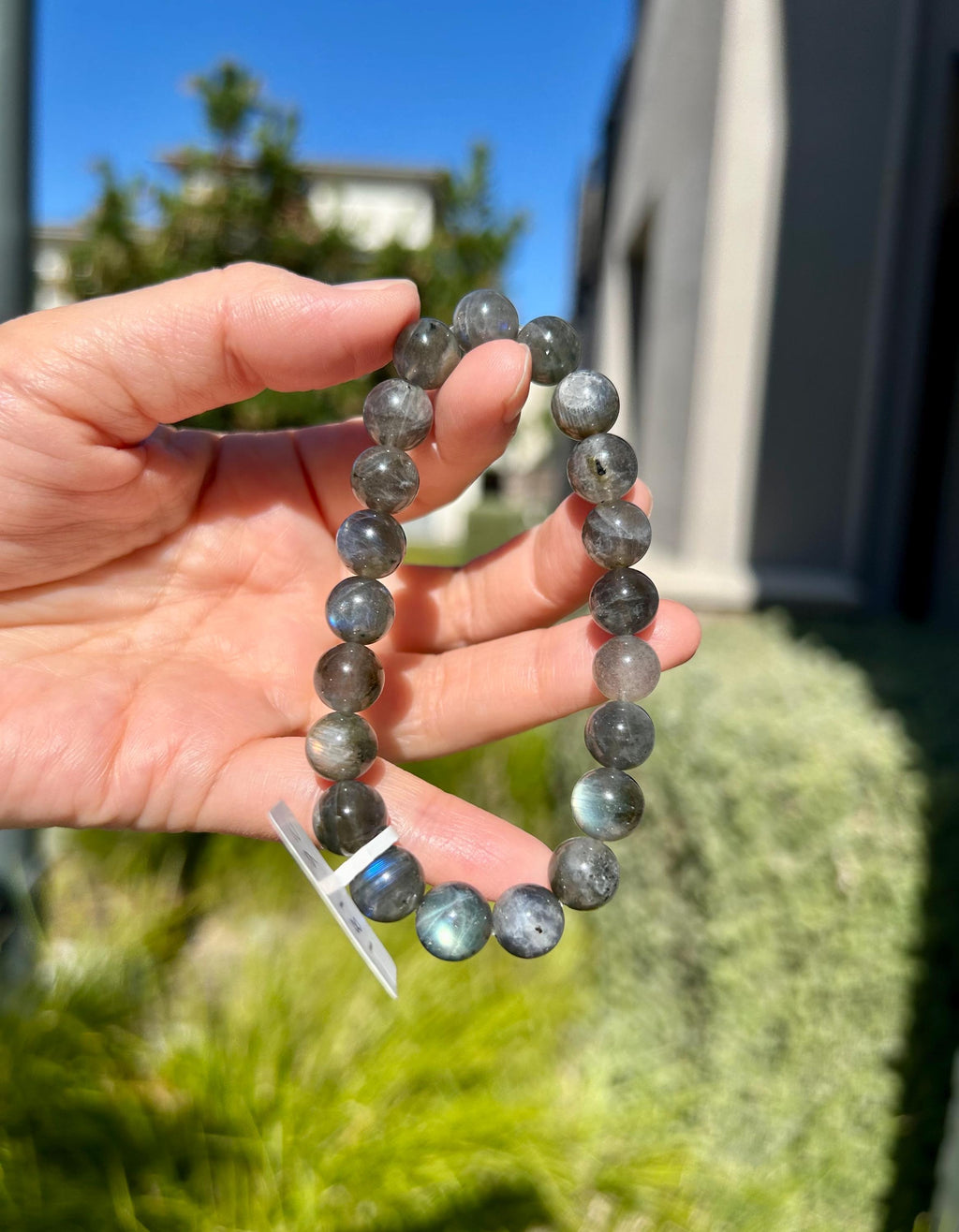 High Quality Nature Labradorite Crystal Stretchy Beads Bracelet, Genuine Crystal Labradorite, first to 17cm wrist (26-181）