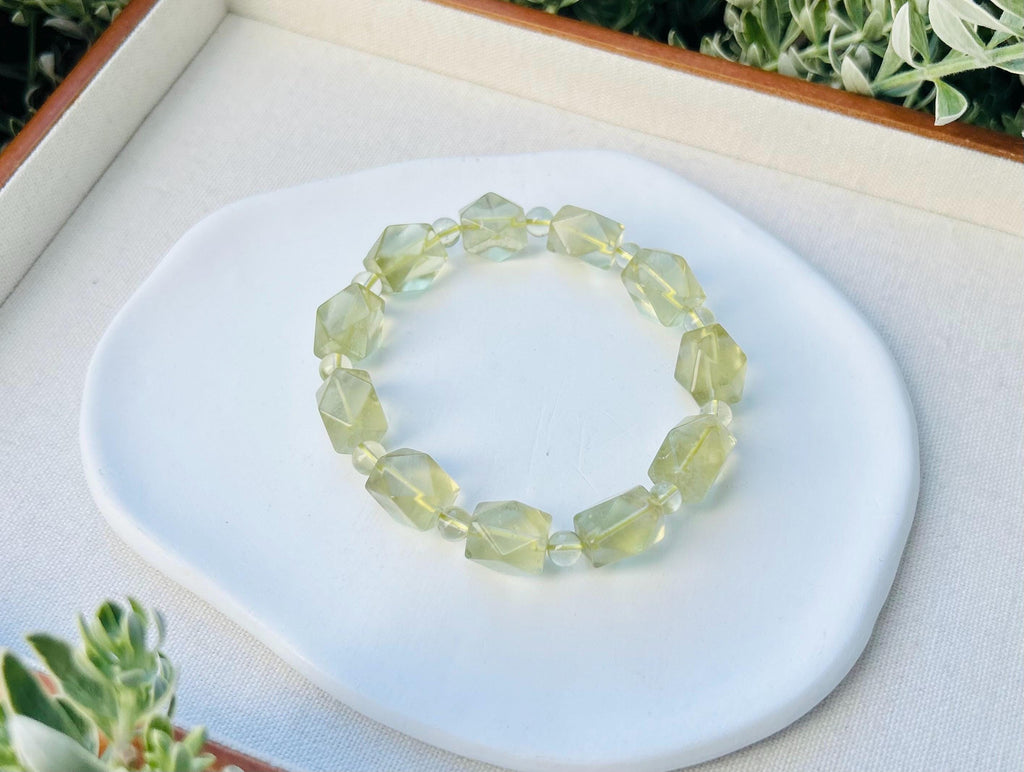 Healing Crystal, Libyan Desert Glass Bead Bracelet, Gold Tektite, Wealth & Prosperity, first to 18cm wrist (GH-017)