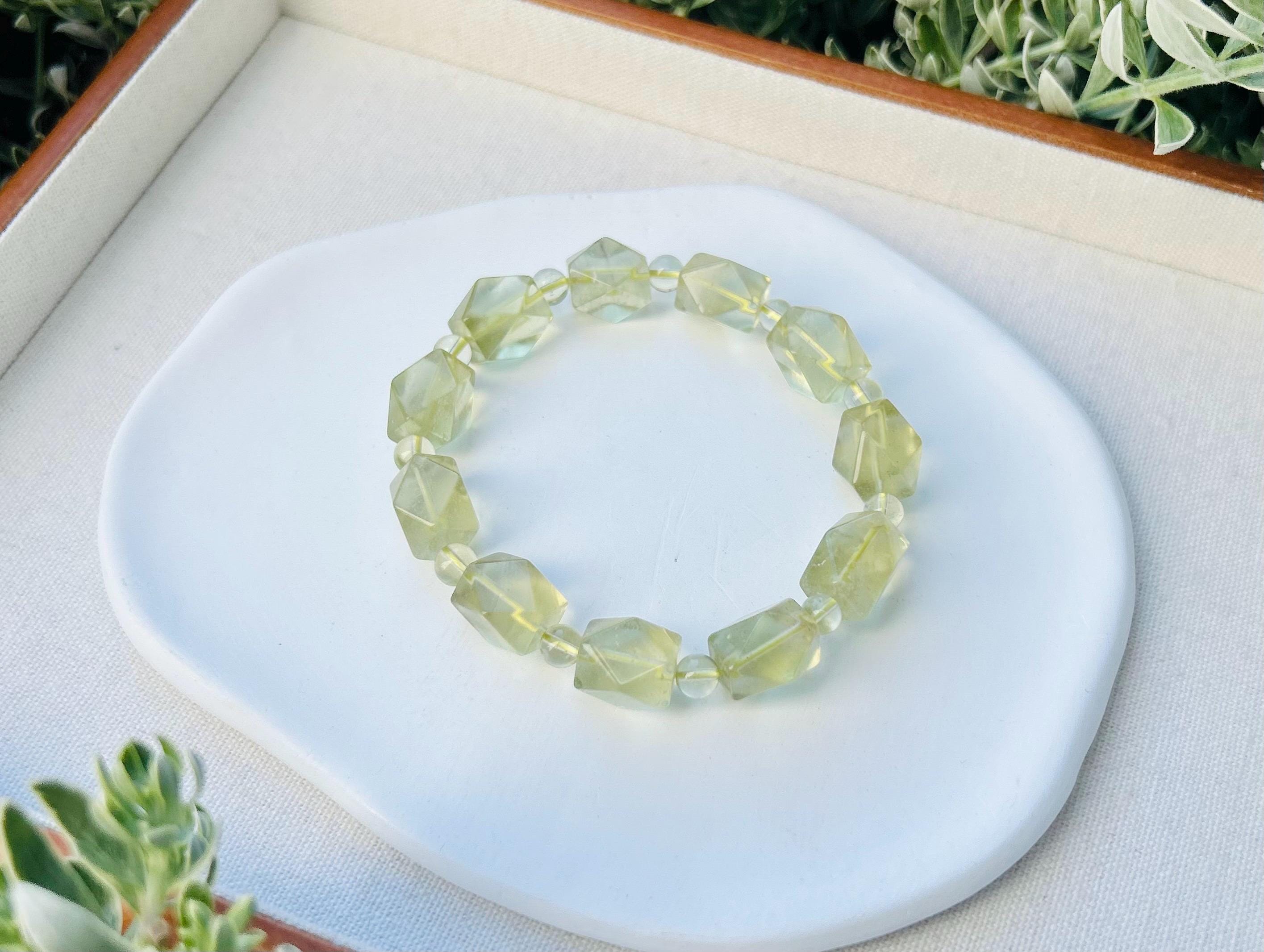 Healing Crystal, Libyan Desert Glass Bead Bracelet, Gold Tektite, Wealth & Prosperity, first to 18cm wrist (GH-017)