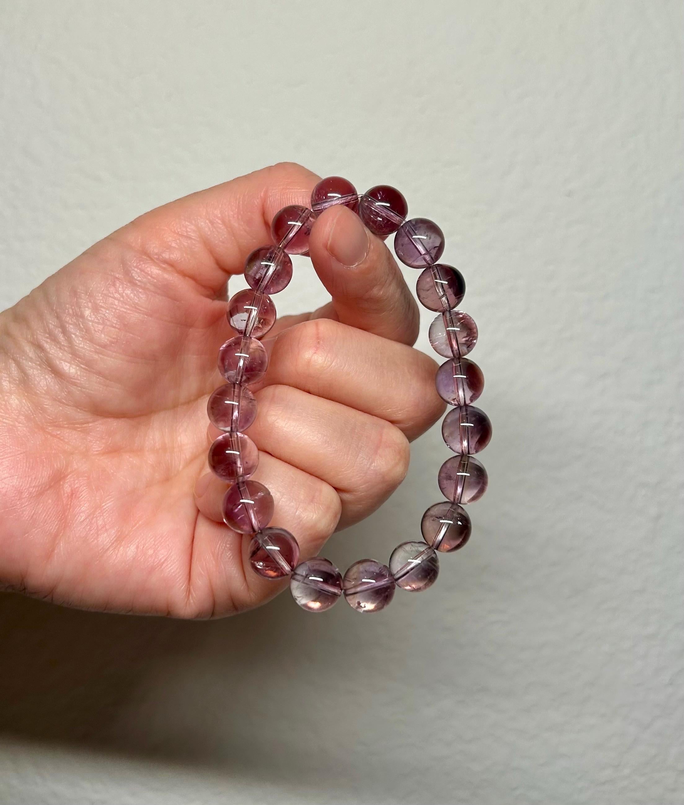 Clear Natural amethyst beads bracelet featuring, 9mm Amethyst Crystal Stretchy Bracelet, fits up to 16cm wrist (26-164)