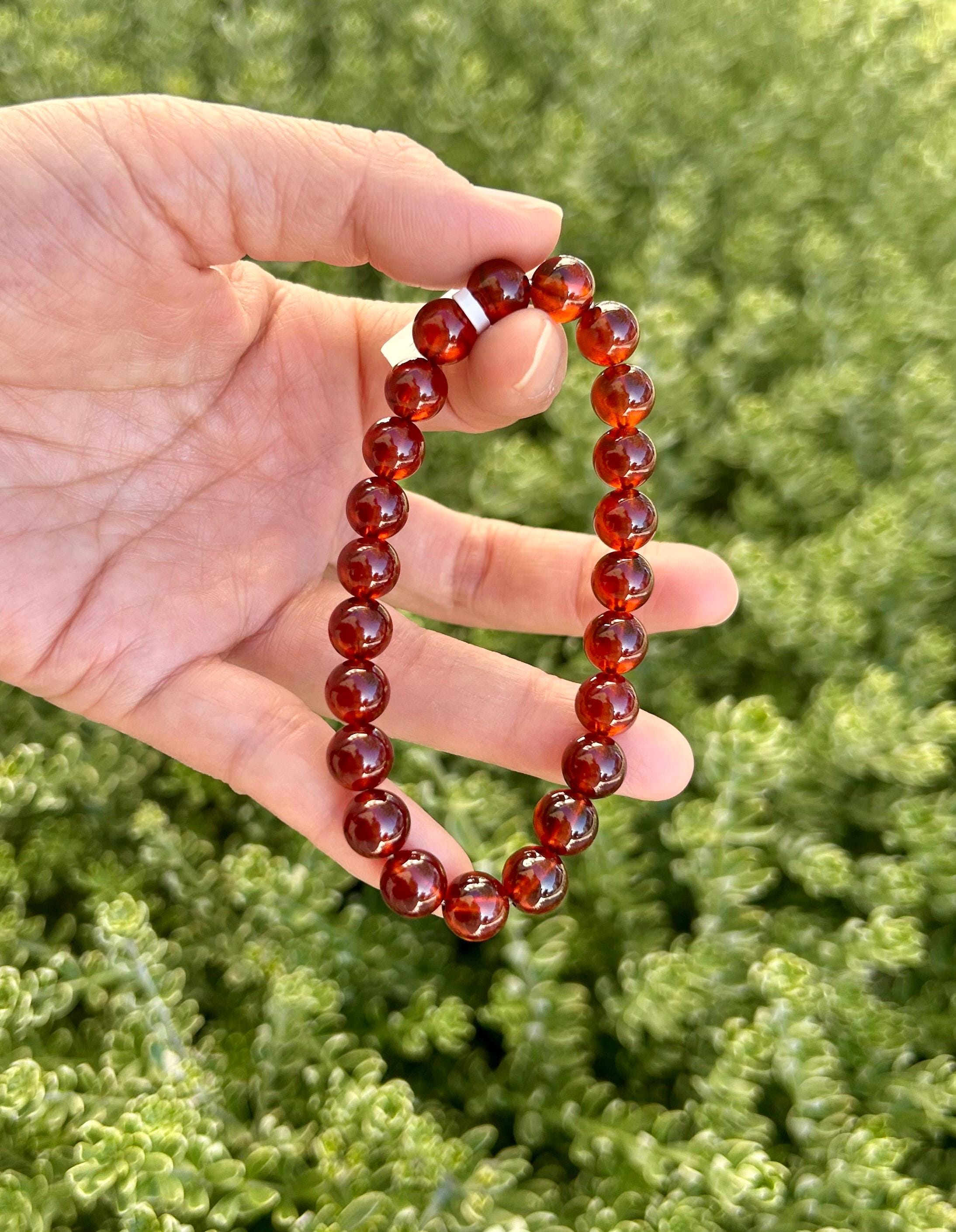 High Clarity Natural Garnet Beads Bracelet, 8.5mm beads stone beads bracelet, fits up to 16.5cm wrist (26-114）