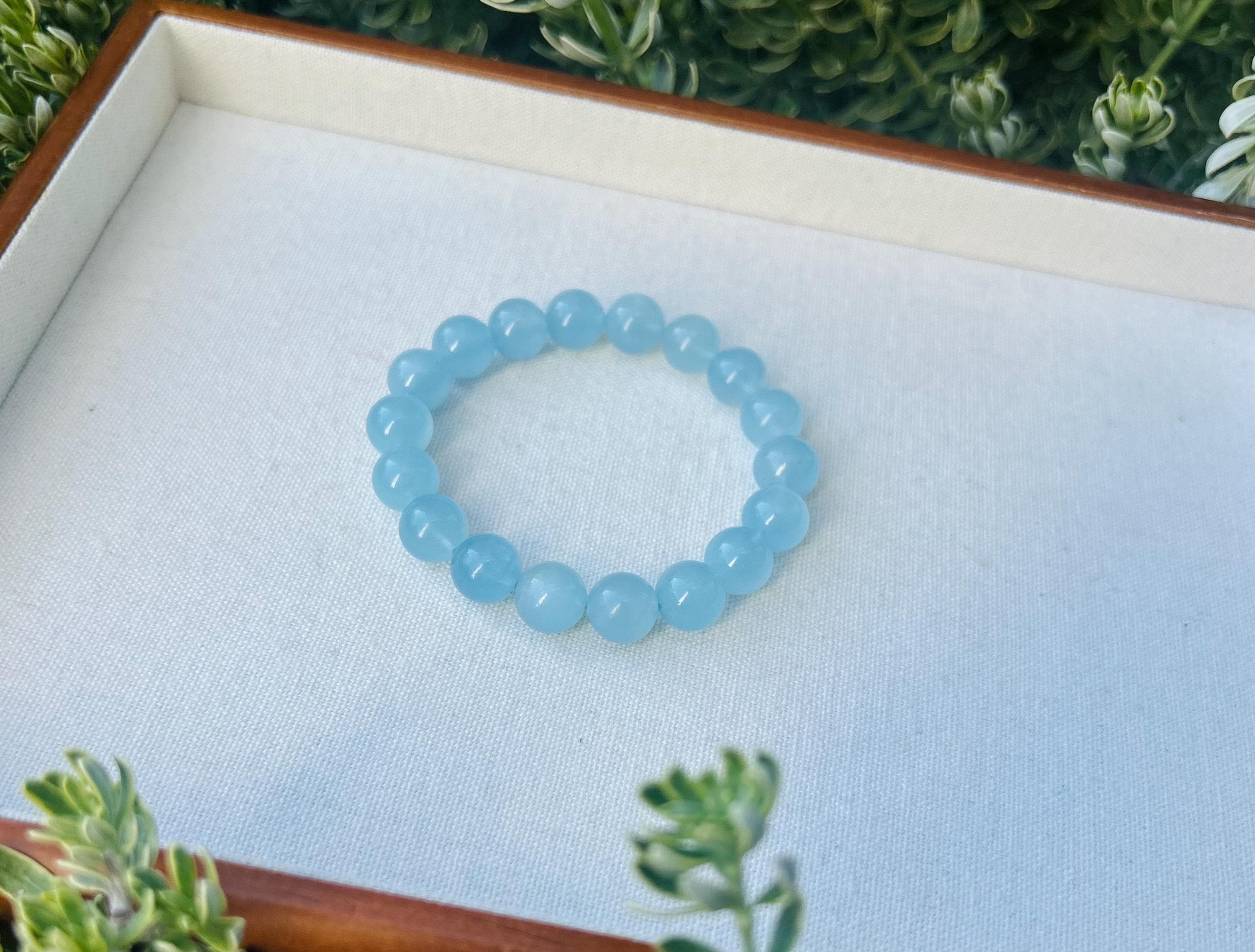 High quality Natural Chunky Aquamarine Quartz beads bracelet, High Quality Gem Aquamarine Chunky Bracelet for Stress Relief (25-039)