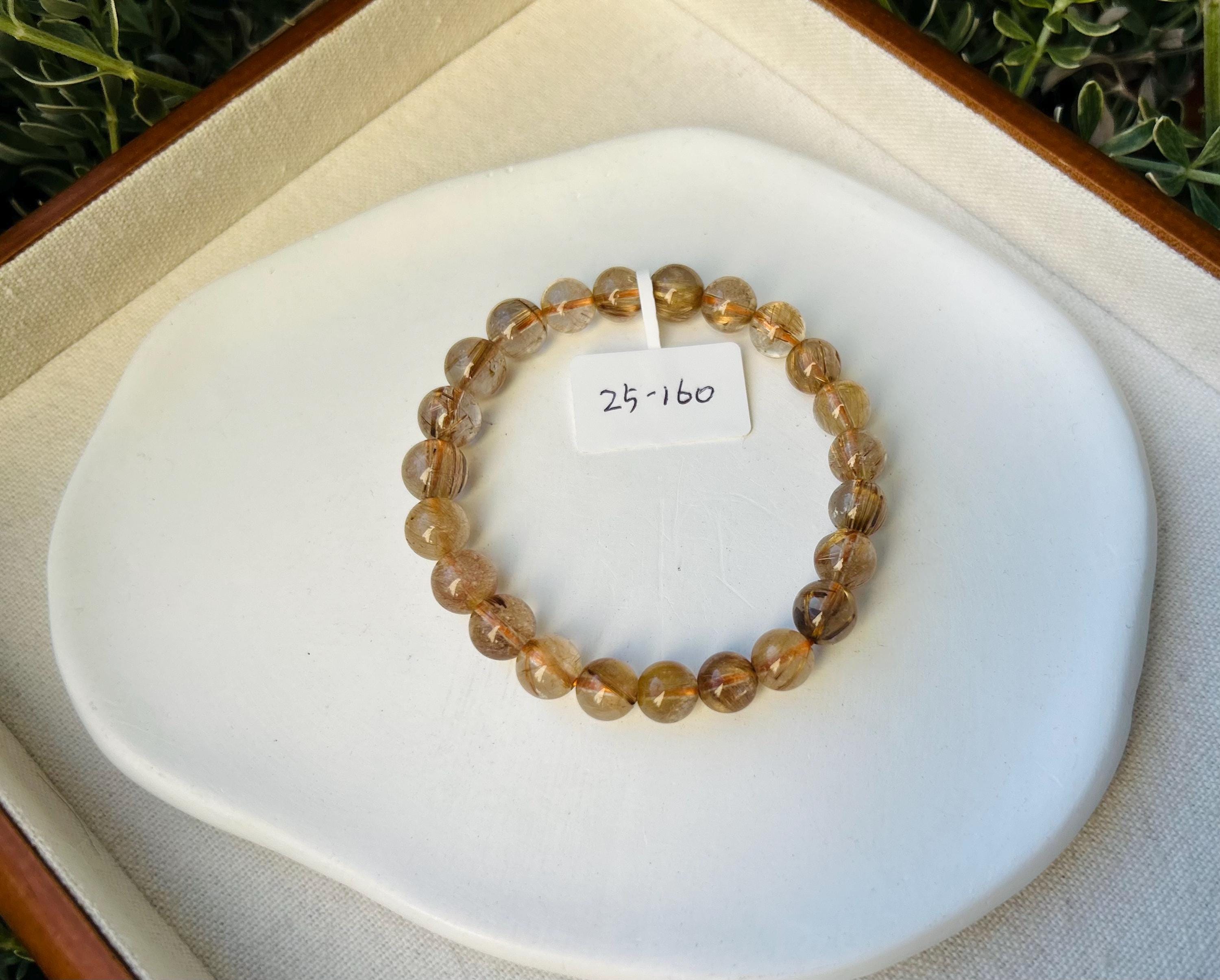 Good Quality Gold Rutile Bracelet, Natural Rutilated Quartz Bracelet, beads are 8mm+, Fits up to 16cm wrist (25-160)