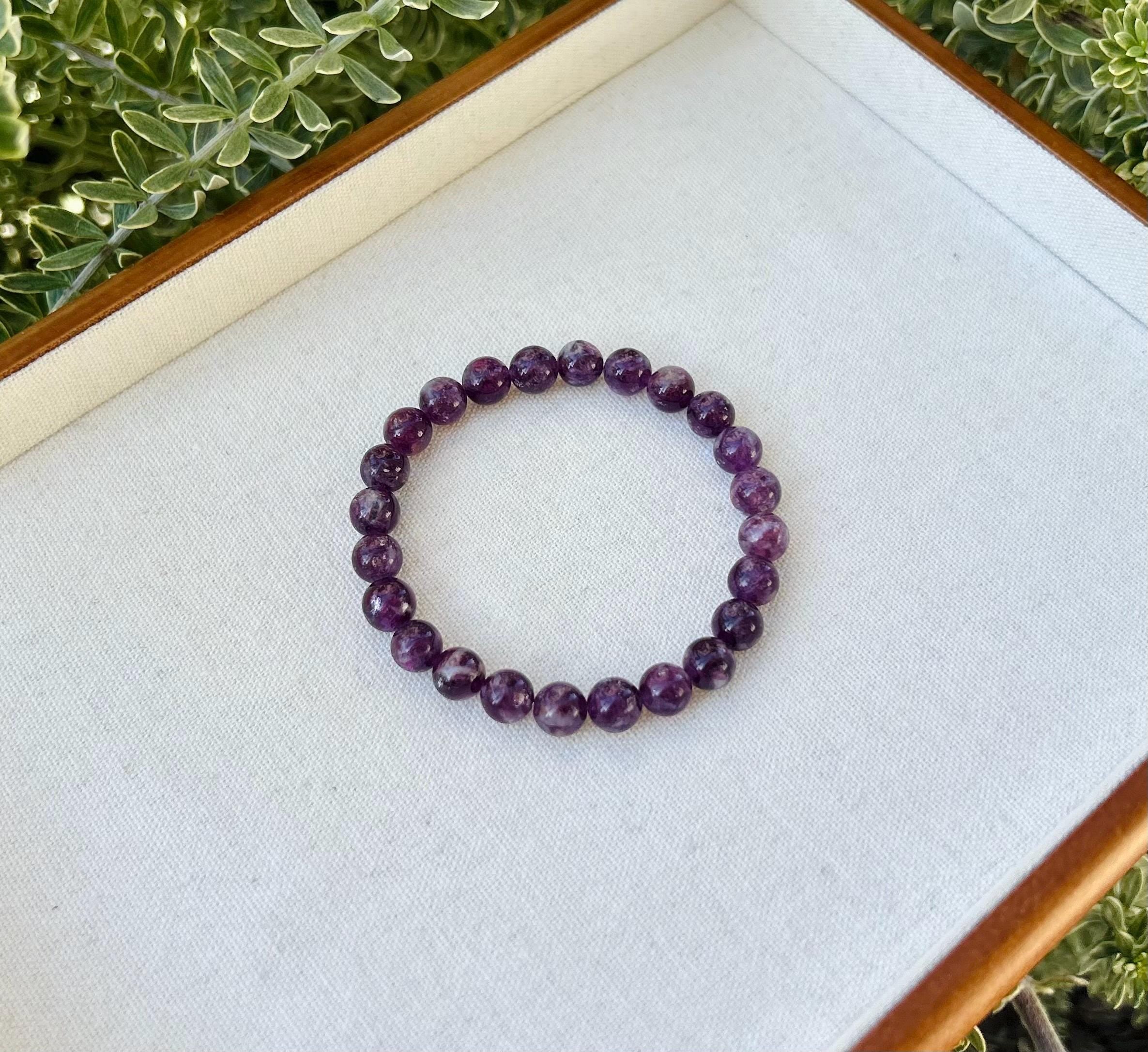 Purple Lepidolite Bracelet: Mica Rutilated Quartz, Fits 17cm Wrist, (25-083)