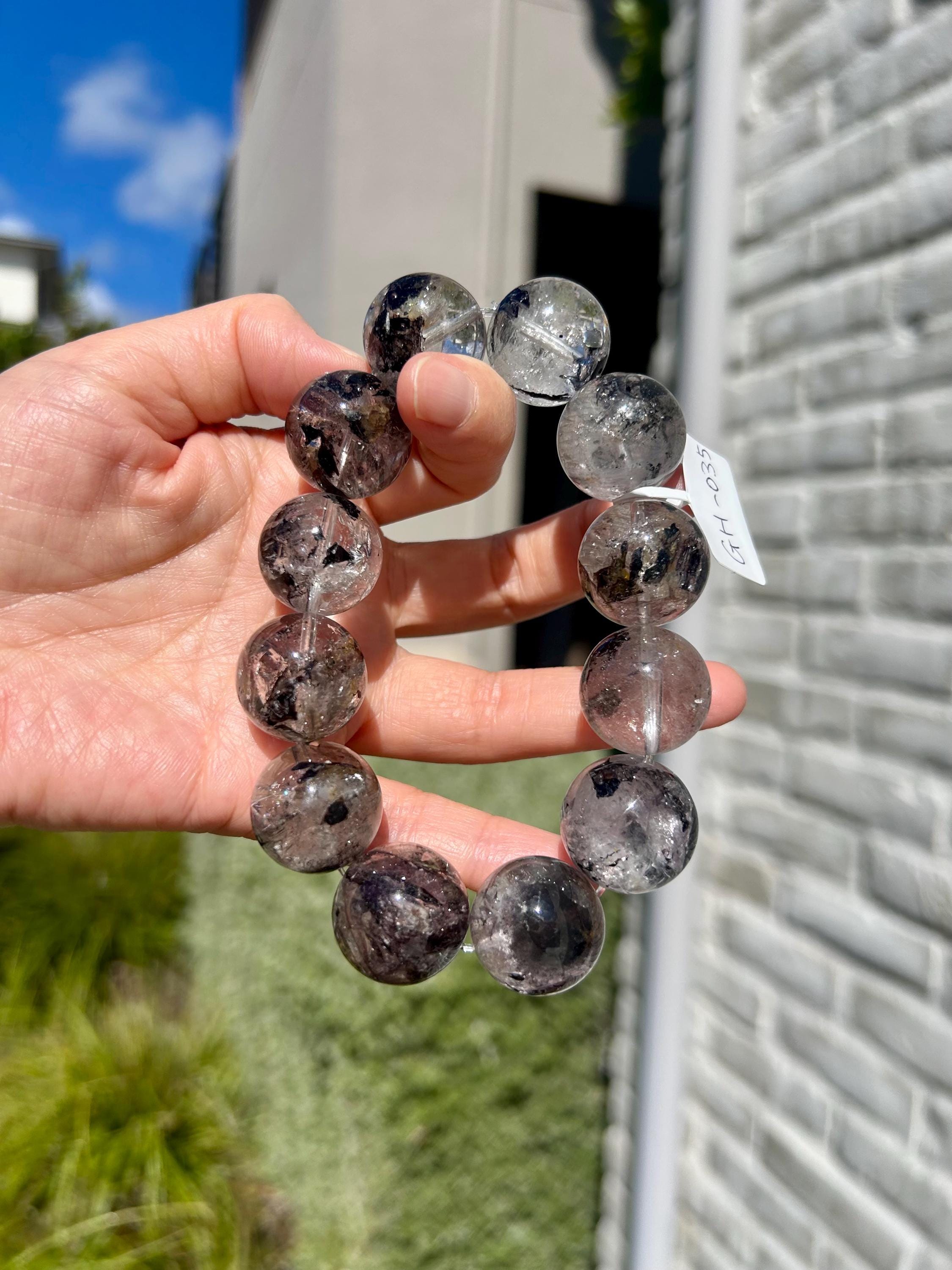 Healing Crystal, Chunky Herkimer Diamond Crystal beads Bracelet, High Frequency Stone, 20mm Herkimer beads, fits up to 18cm wrist (GH-035)