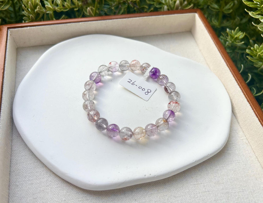 Super Seven Beads Bracelet, Clear Super seven with full of string inside, fits up to 16cm wrist - 26-008