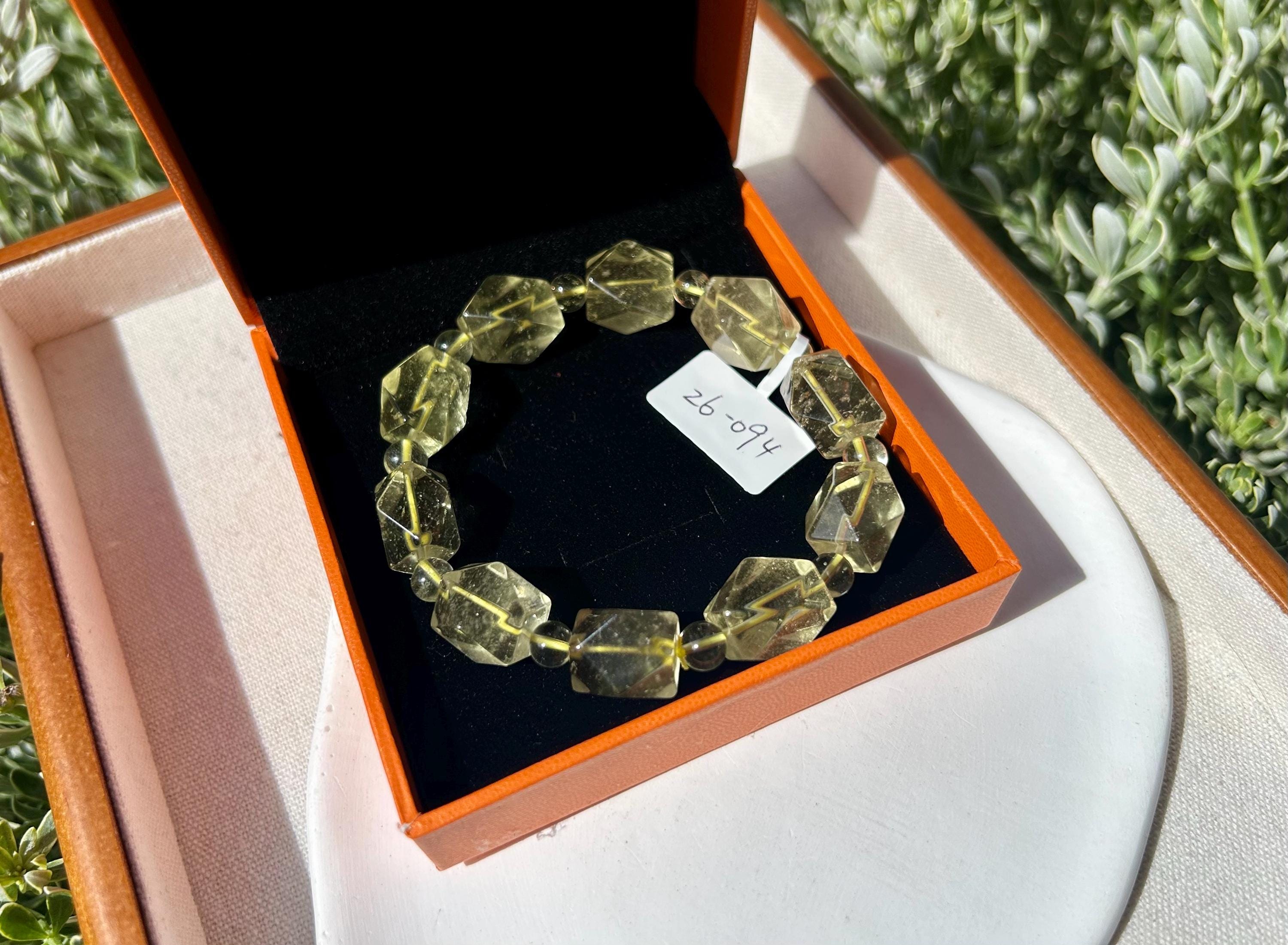 Healing Crystal, Chunky Clean Libyan Desert Glass Bead Bracelet, Gold Tektite, Wealth & Prosperity, first to 17cm wrist (26-094)