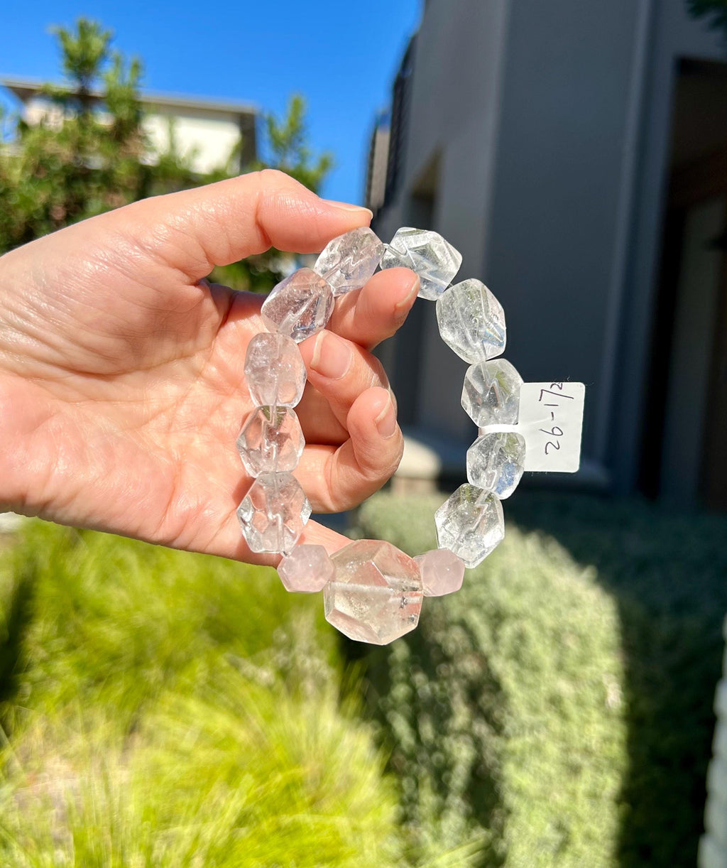 Clear Quartz Crystal Nugget Bracelet, fits up to 16cm wrist (26-172)