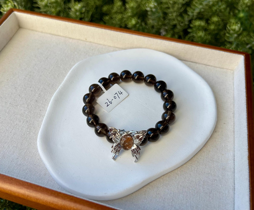 High Quality Natural Smoky Quartz Crystal Bracelet, good healing and protective stone bracelet, Fits up to 16.5cm wrist (26-074)