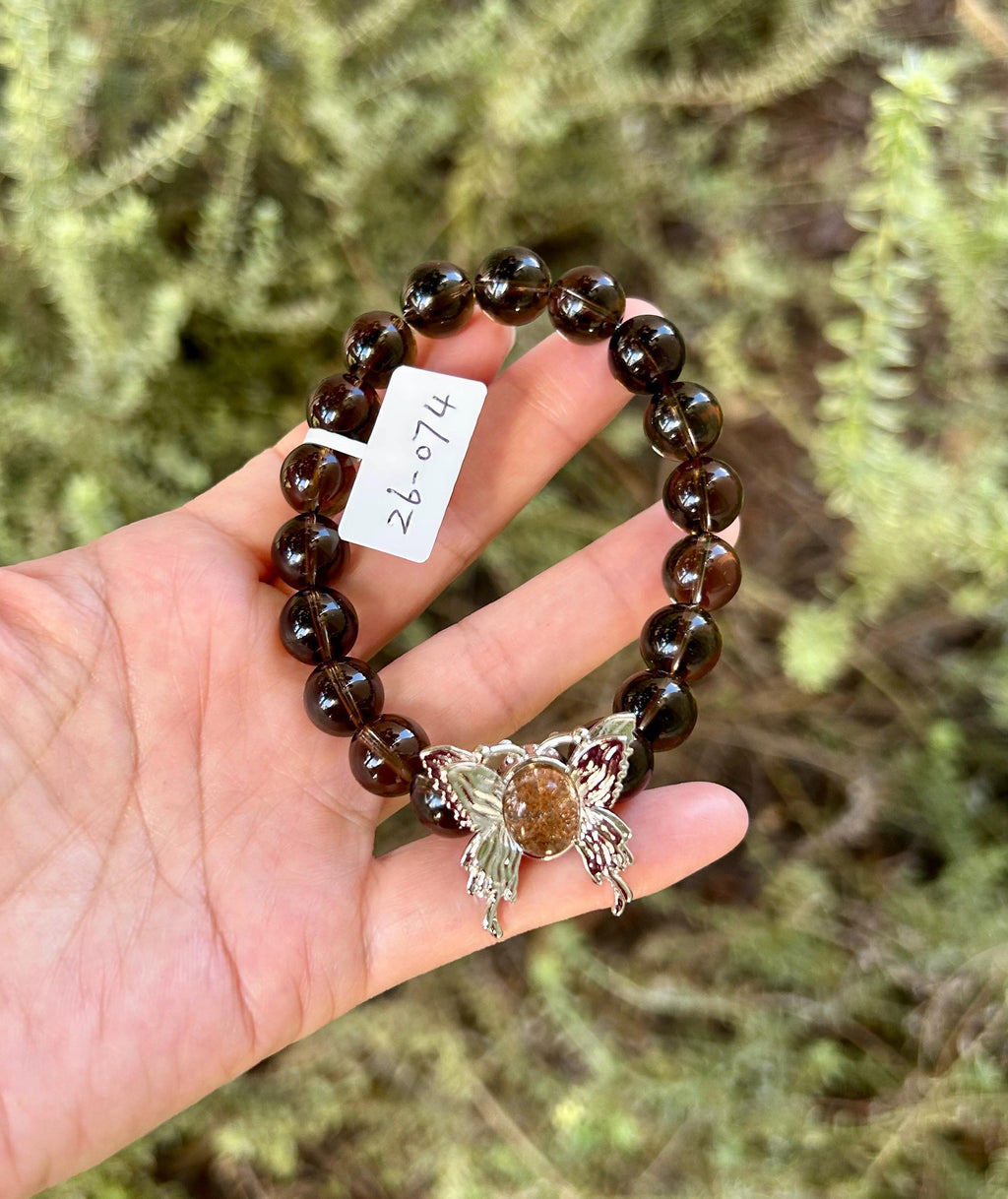 High Quality Natural Smoky Quartz Crystal Bracelet, good healing and protective stone bracelet, Fits up to 16.5cm wrist (26-074)