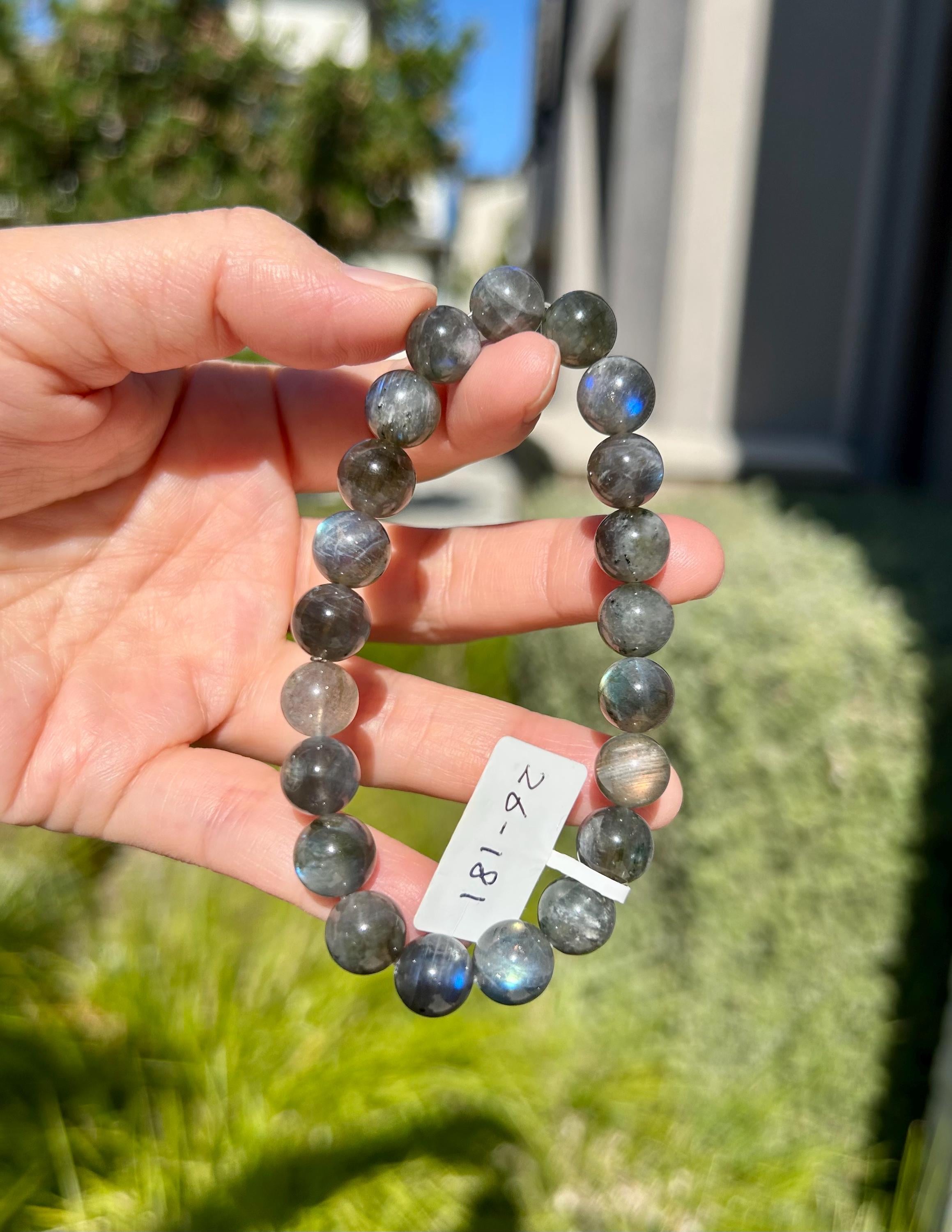 High Quality Nature Labradorite Crystal Stretchy Beads Bracelet, Genuine Crystal Labradorite, first to 17cm wrist (26-181）