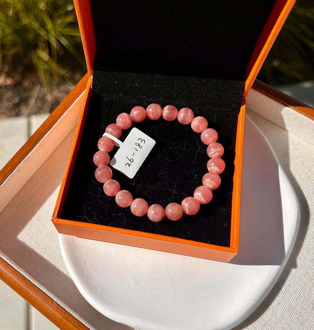 High Quality Natural Rhodochrosite beads bracelet, Natural Stone Beads Stretchy Bracelet, - 9mm beads, fits up to 16cm wrist (26-183)