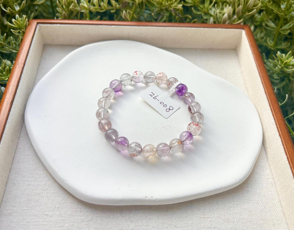 Super Seven Beads Bracelet, Clear Super seven with full of string inside, fits up to 16cm wrist - 26-008