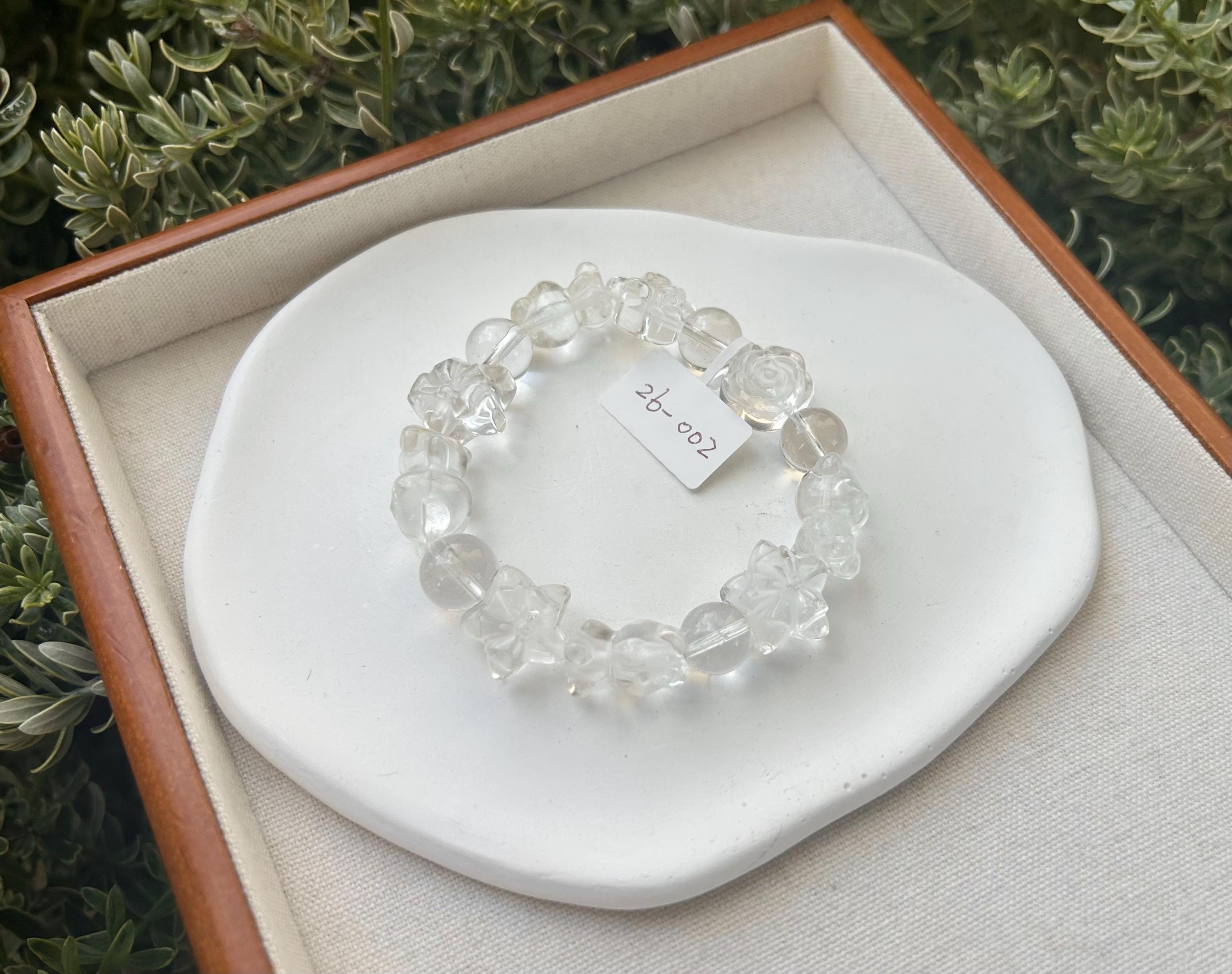 Clear quartz carving beads, Clear quartz carving bear beads, Clear Quartz Beads bracelet, fits for 16.5cm wrist (26-002)