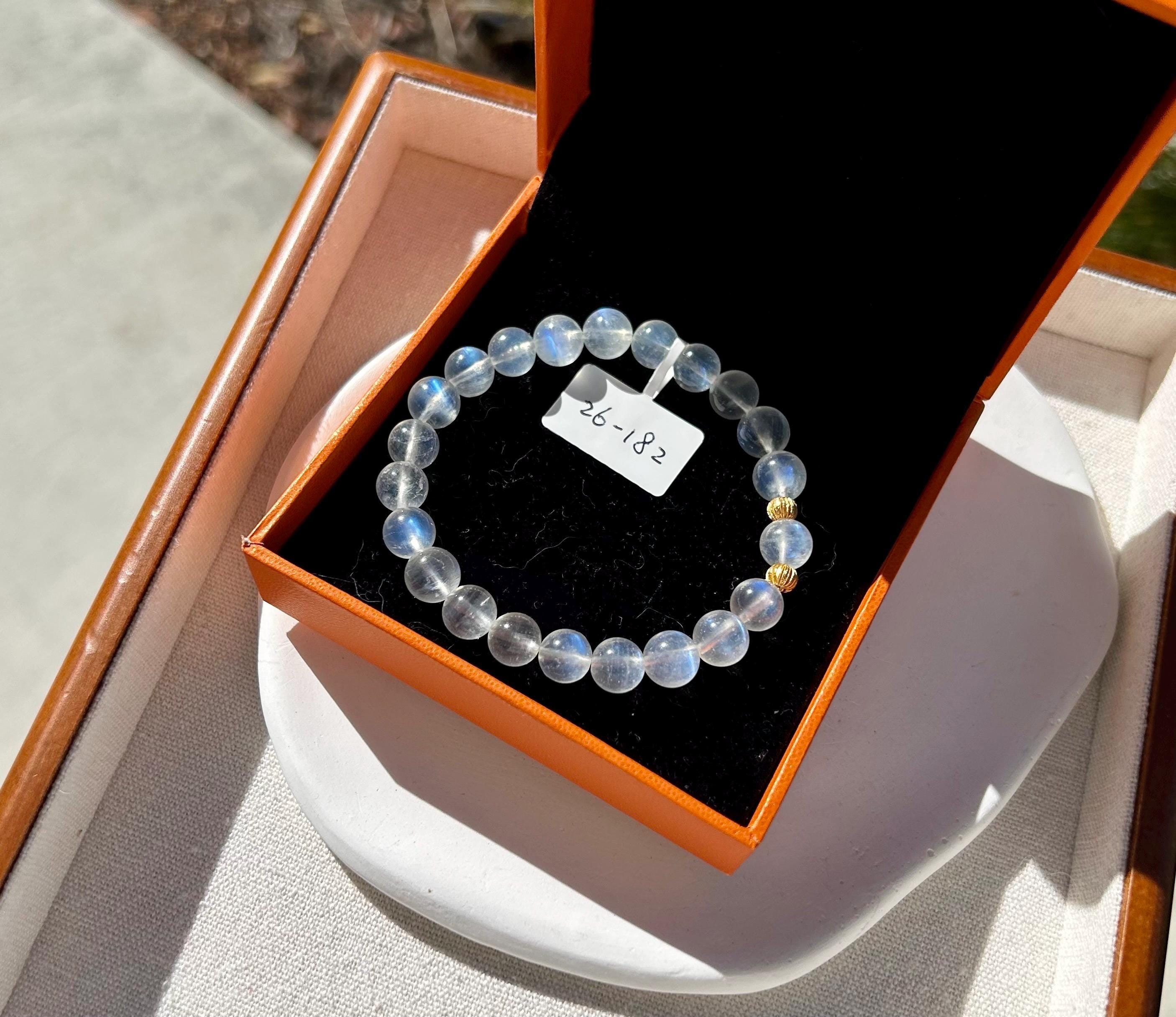 Flashy quality Natural Moonstone Crystal Bracelet with S925 beads, Fits up to 16.5cm wrist, 8mm+ Beads, (26-182)