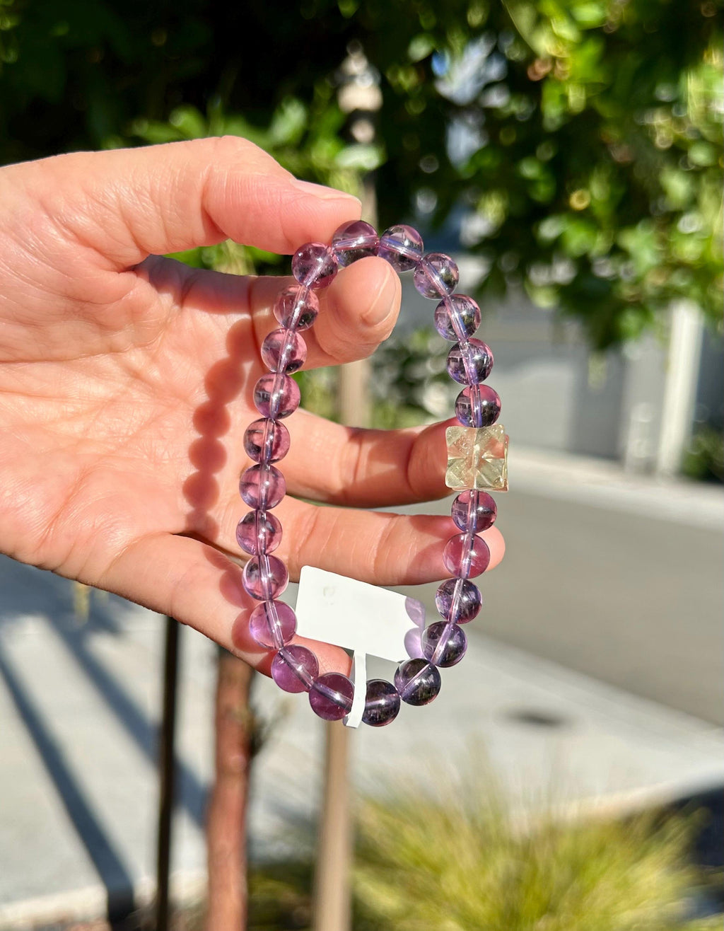 Super clean Amethyst beads bracelet featuring a high quality Libyan bead, fits up to 16.7cm wrist (26-140)