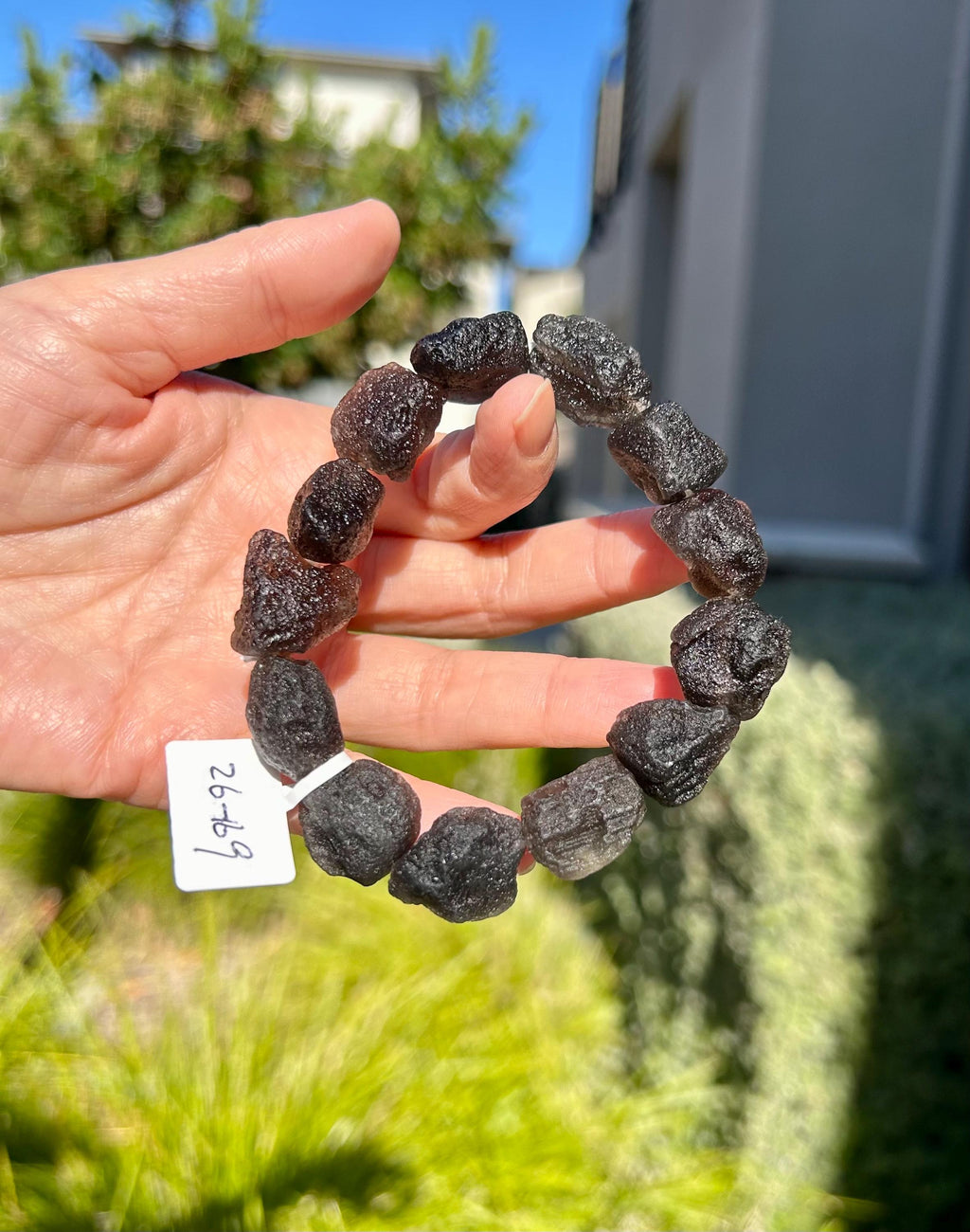 Natural Cintamani Saffordite Tektite Beaded Bracelet - Wishing Stone, fits up to 16.8cm wrist (26-169)