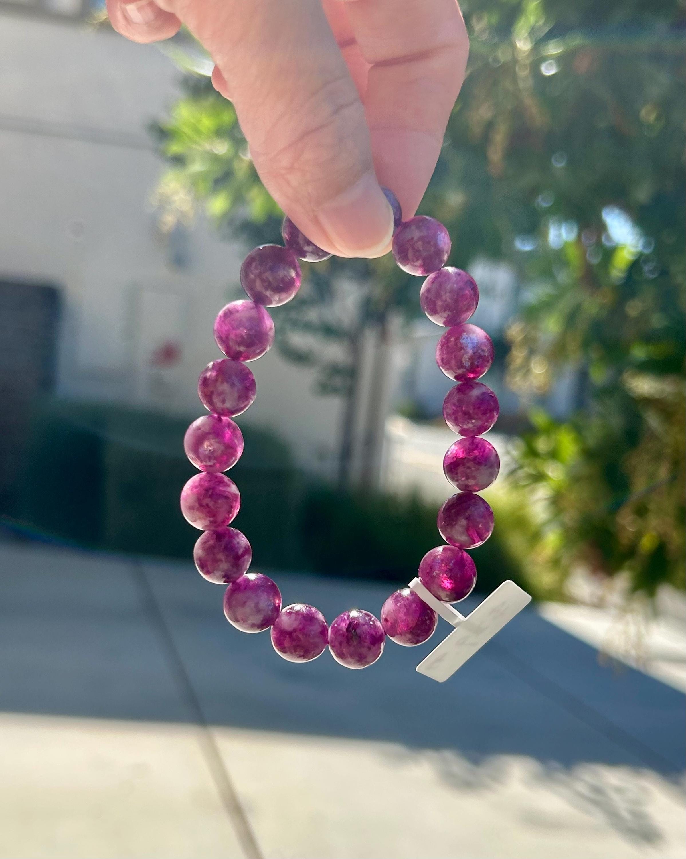 Purple Lepidolite Bracelet: Mica Quartz, 10mm beads, Fits up to 16.8cm Wrist, (26-151)