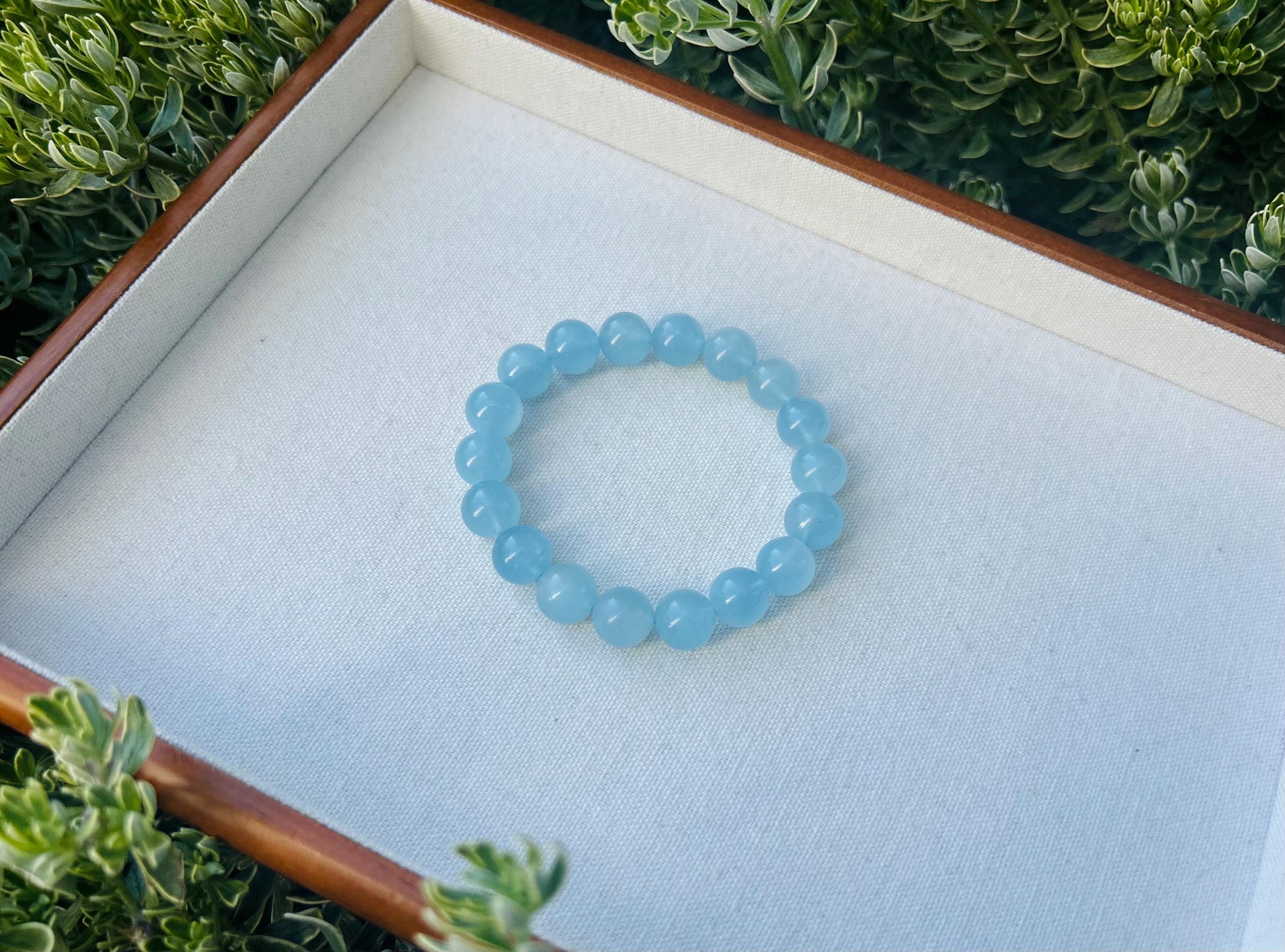 High quality Natural Chunky Aquamarine Quartz beads bracelet, High Quality Gem Aquamarine Chunky Bracelet for Stress Relief (25-039)