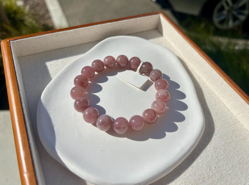 Large size bracelet, Purple Rose Quartz beads Bracelet, 11.5mm beads, Fits up to 17.5cm wrist. (25-205)