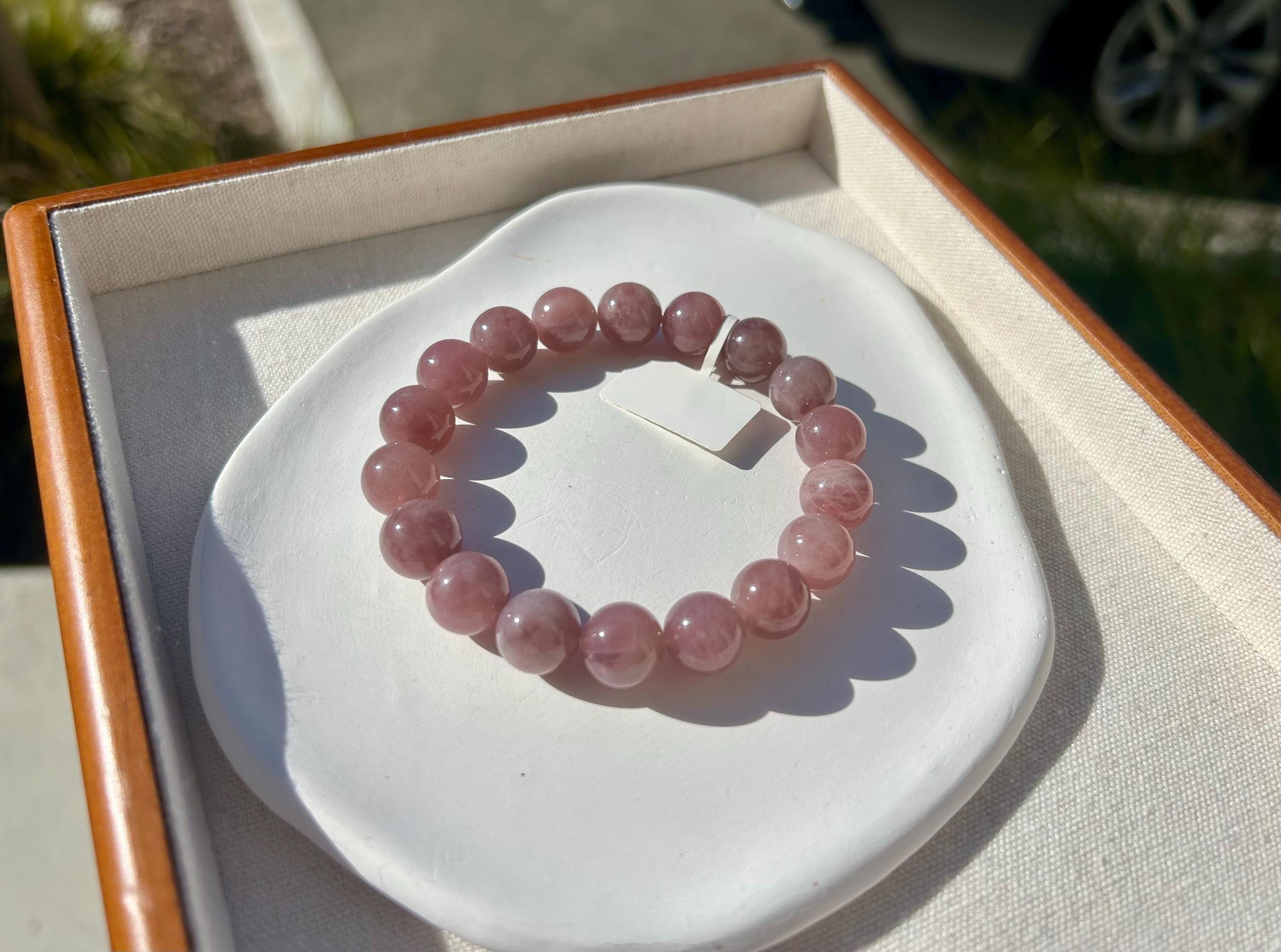 Large size bracelet, Purple Rose Quartz beads Bracelet, 11.5mm beads, Fits up to 17.5cm wrist. (25-205)