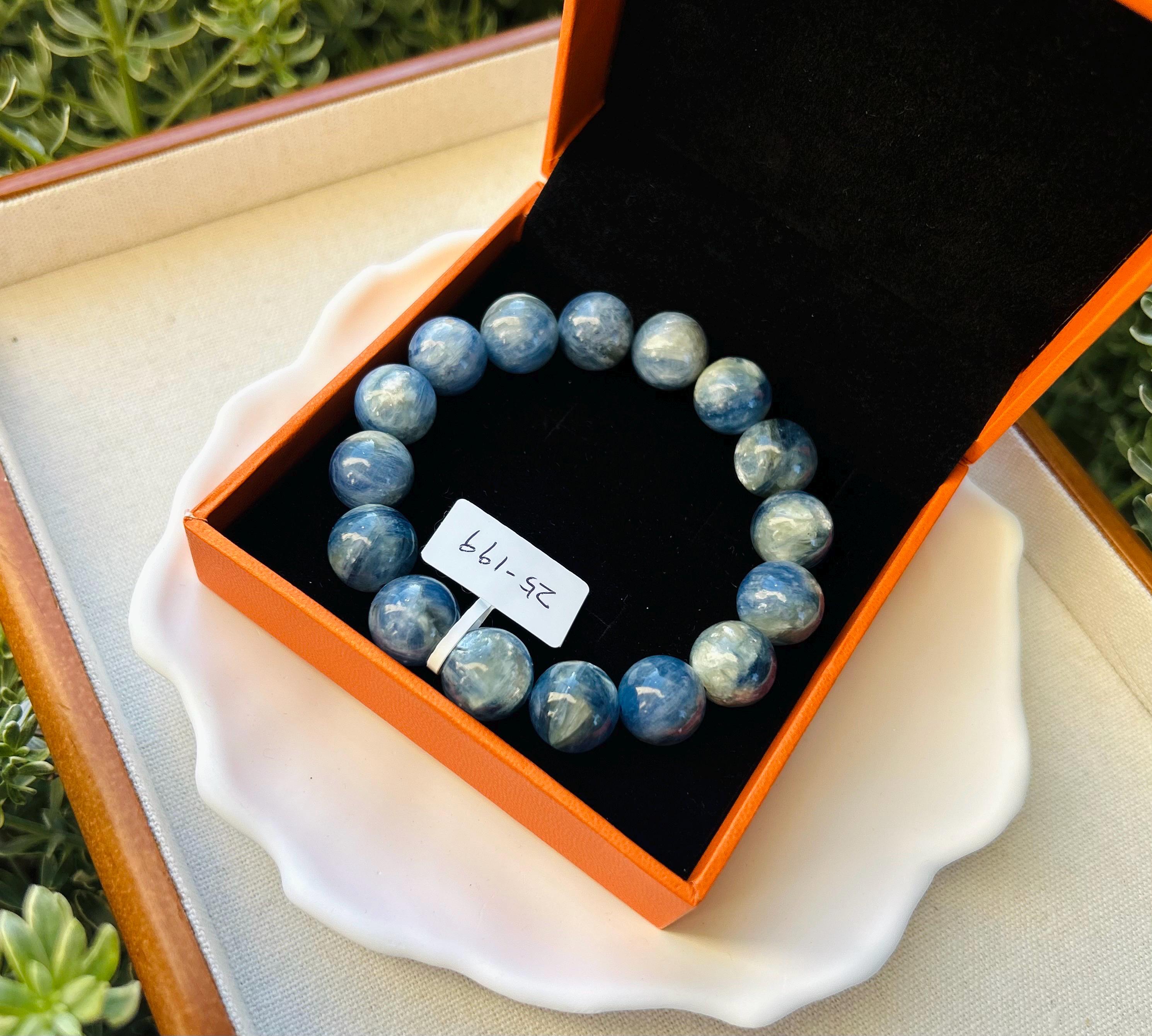 Chunky Blue Kyanite Bracelet: Genuine Green Kyanite Healing Stone, Fits up to 16.8cm  (25-199)