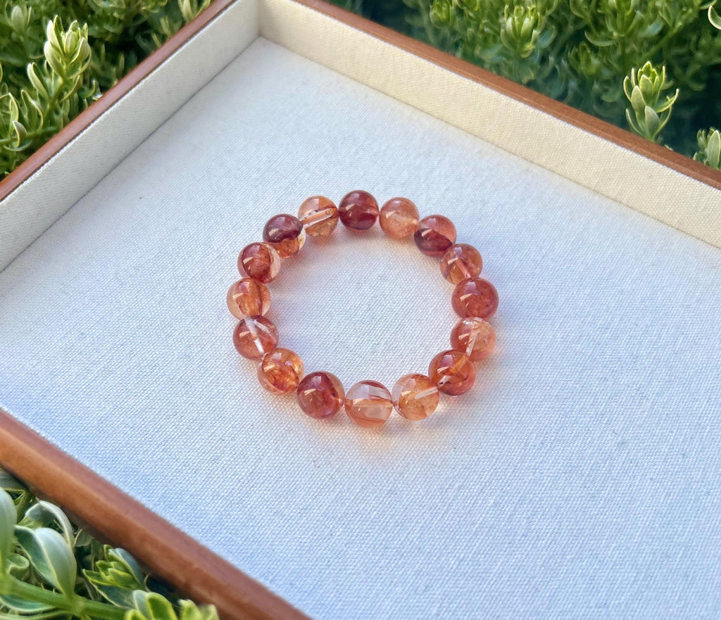 Chunky Red Hematite Quartz Bead Bracelet, Natural Crystal (12mm), Fits up to 16cm wrist (GH-007)