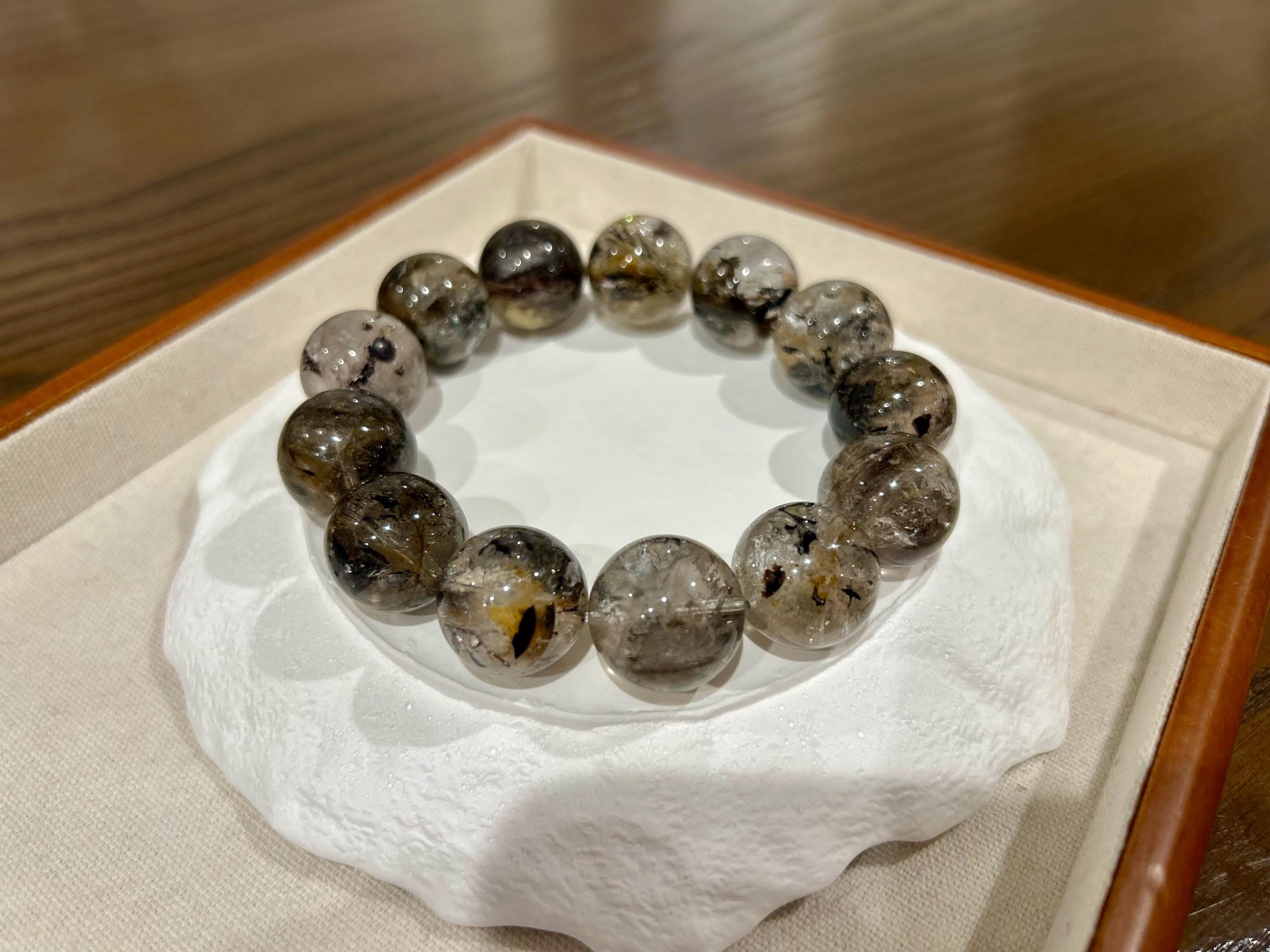 Healing Crystal, Herkimer Diamond Bracelet: Raw Golden Clay Quartz, Huge 18mm beads, fits up to 19cm wrist large size bracelet (GH-018)
