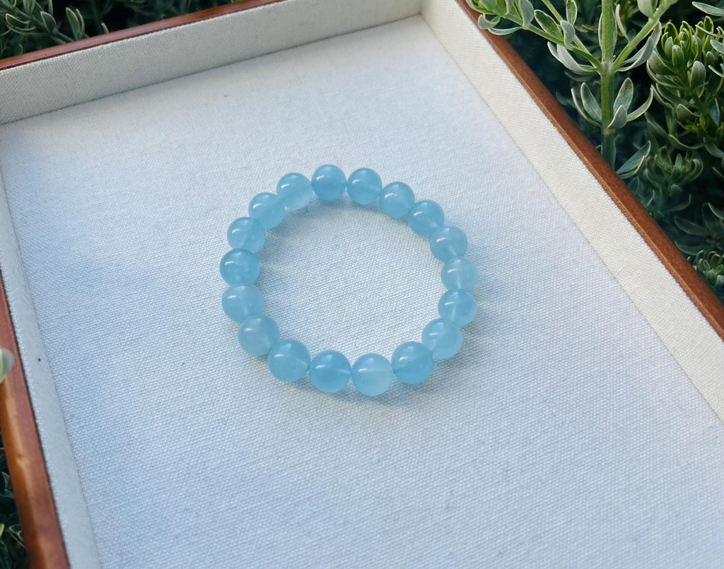 High quality Natural Chunky Aquamarine Quartz beads bracelet, High Quality Gem Aquamarine Chunky Bracelet for Stress Relief (25-039)